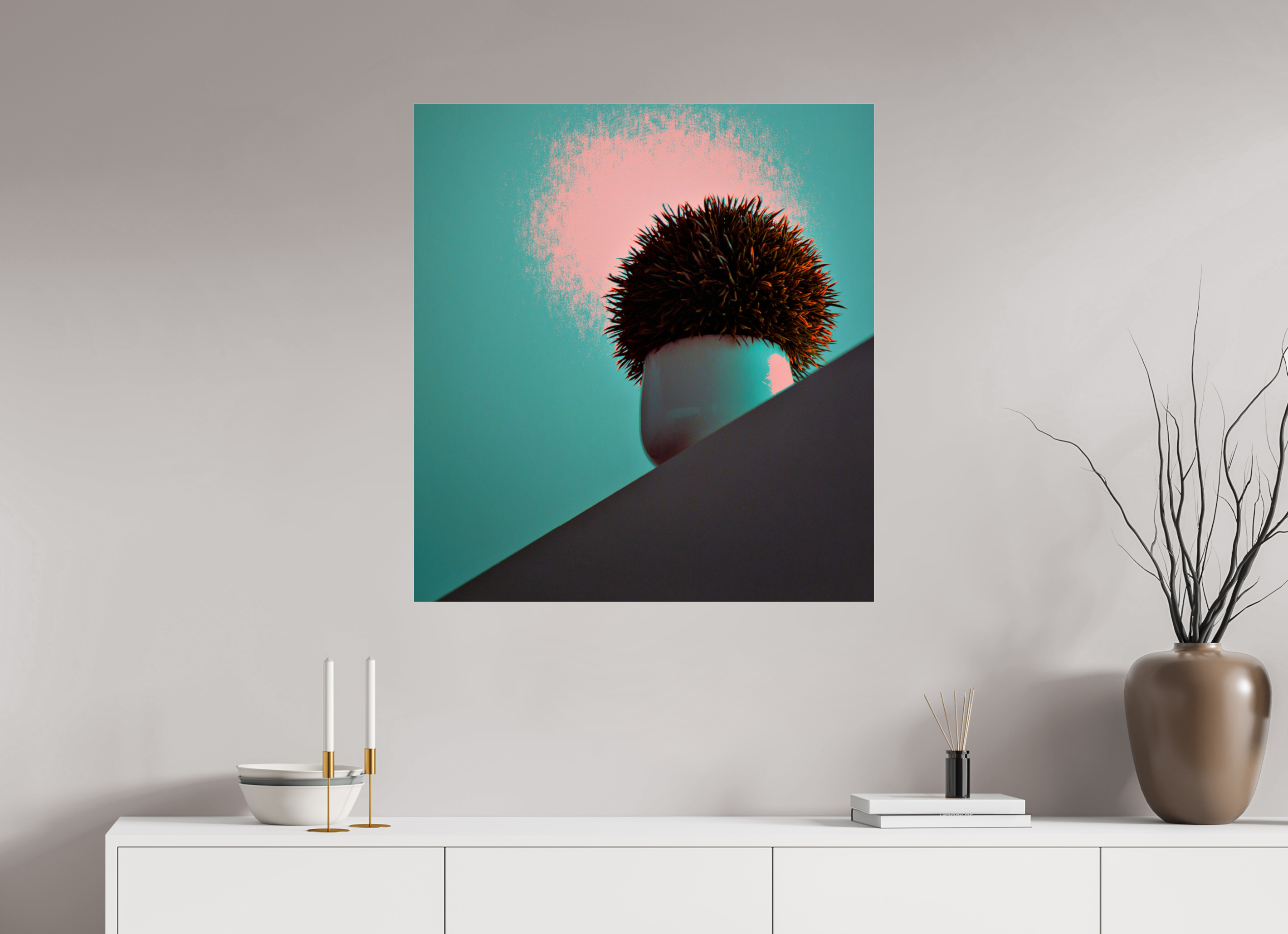 31 x 33.5″, Photo Print Under Acrylic Glass Fake Plants