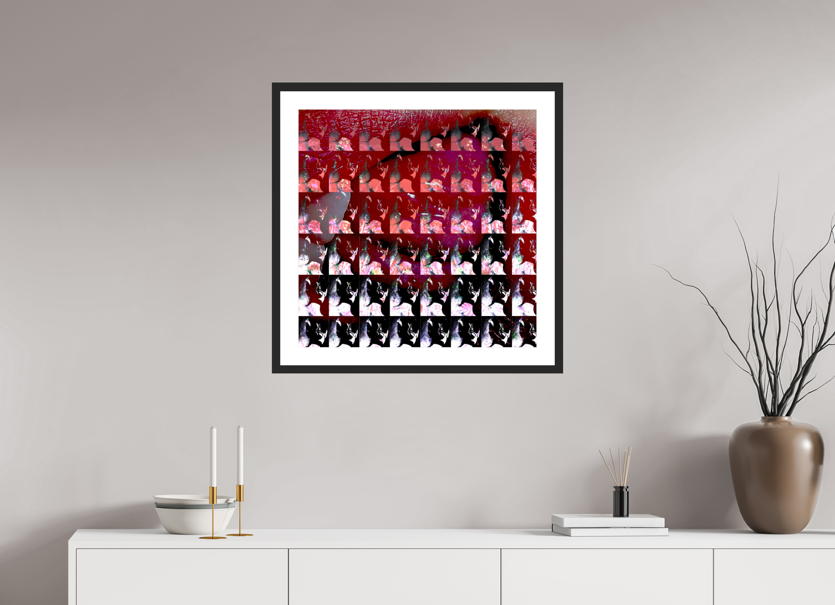 25 x 25″, Framed #1 lips