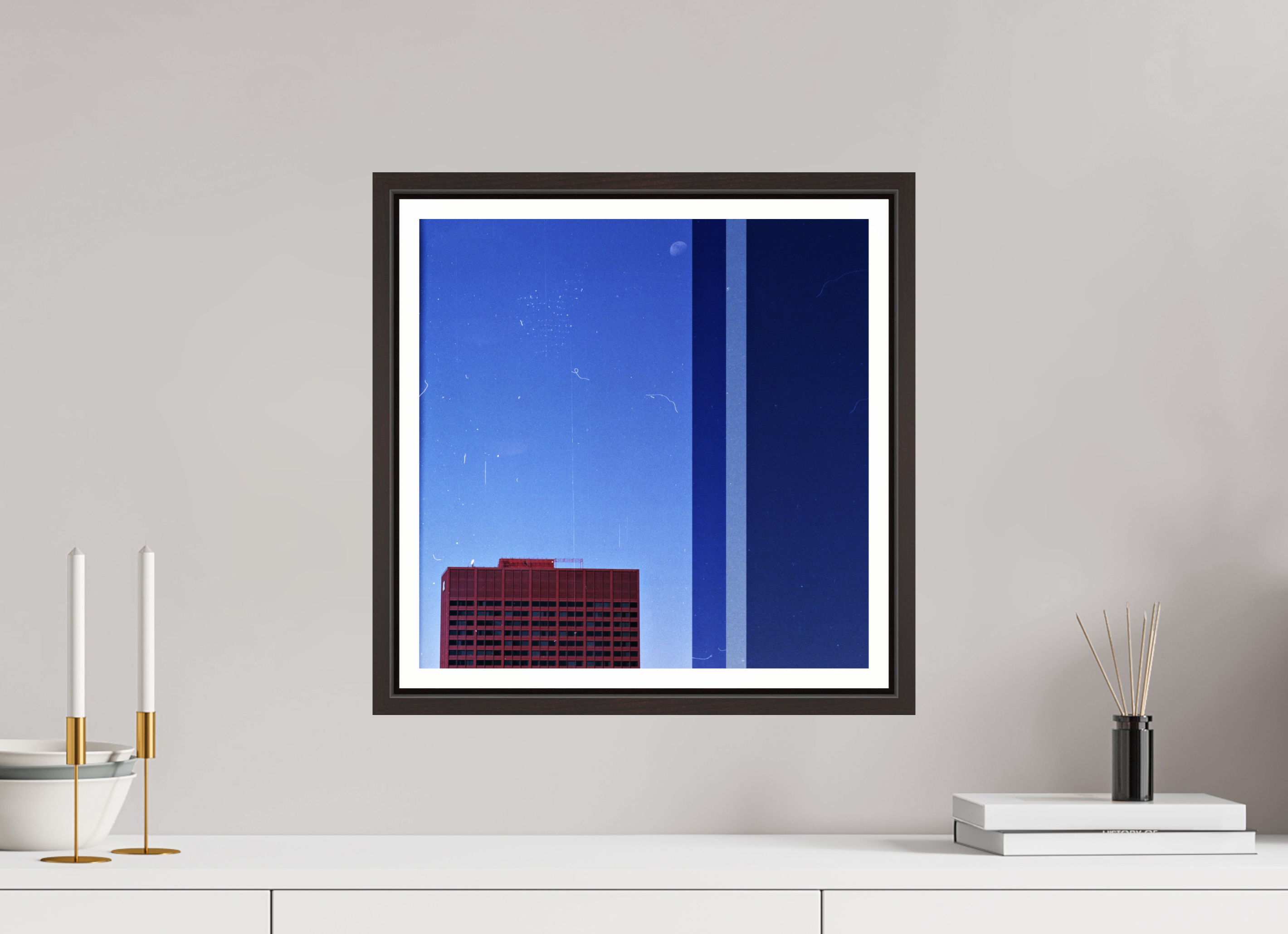 15 x 15″, Floater Frame (Alder Brown) Falling Asleep