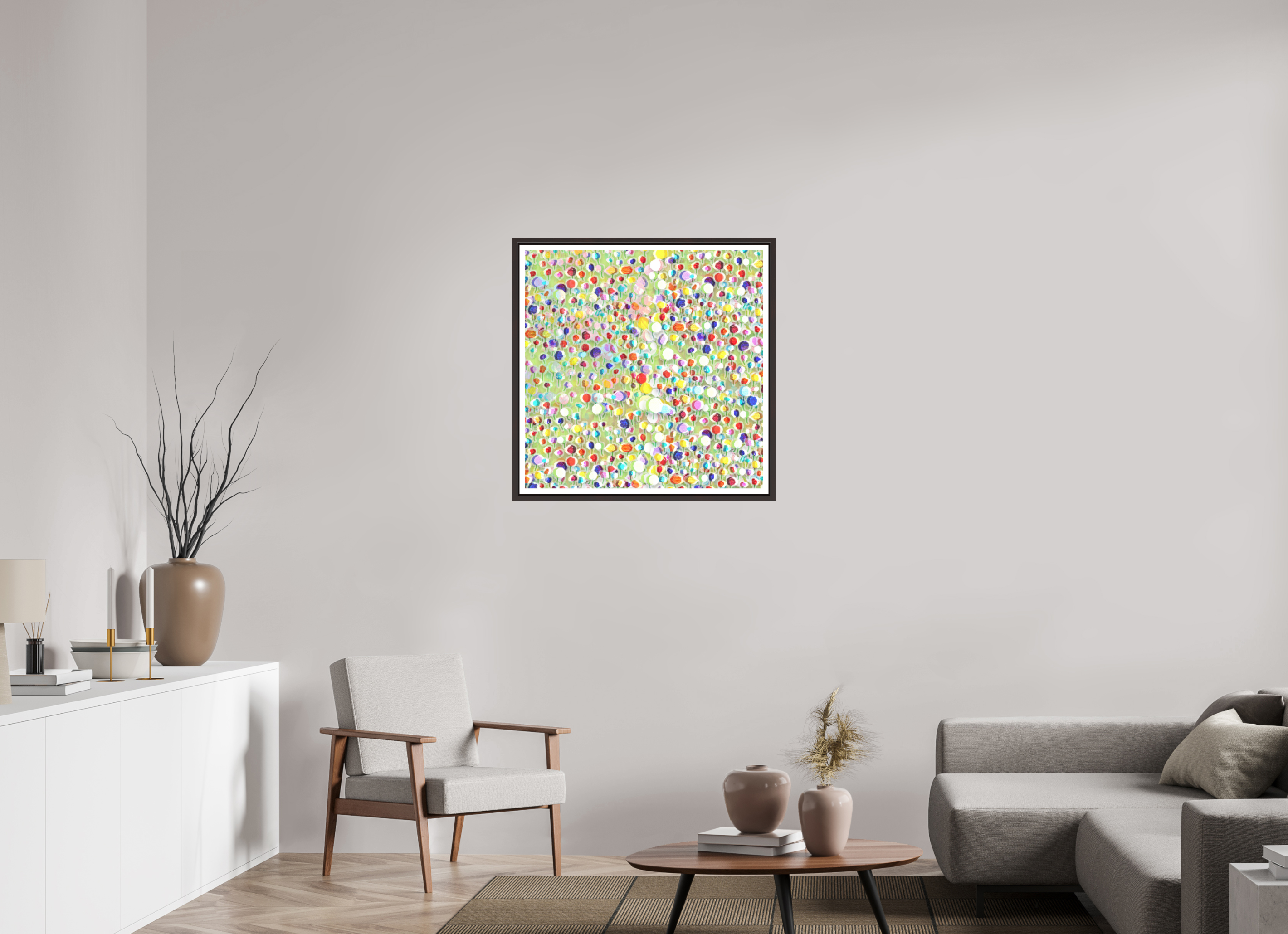 30 x 30″, Floater Frame (Alder Brown) tulips