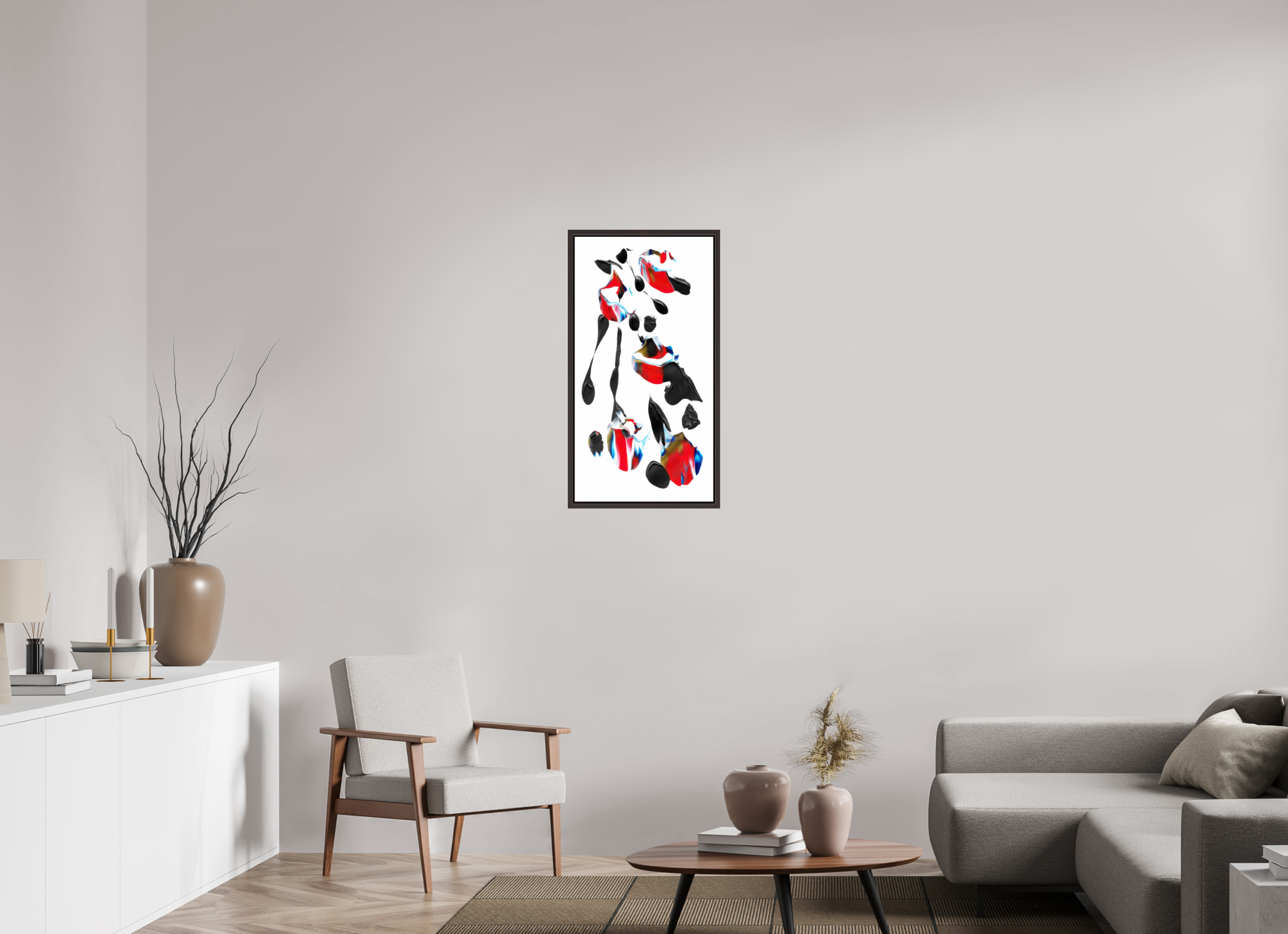 16 x 32″, Floater Frame (Alder Brown) Liquified Bouquet