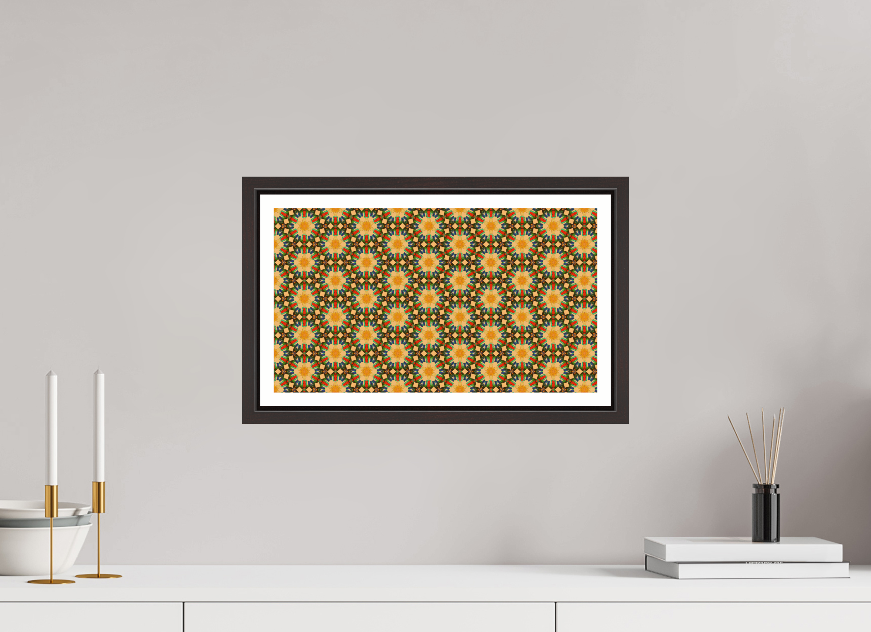 16 x 9″, Floater Frame (Alder Brown) geometric 2