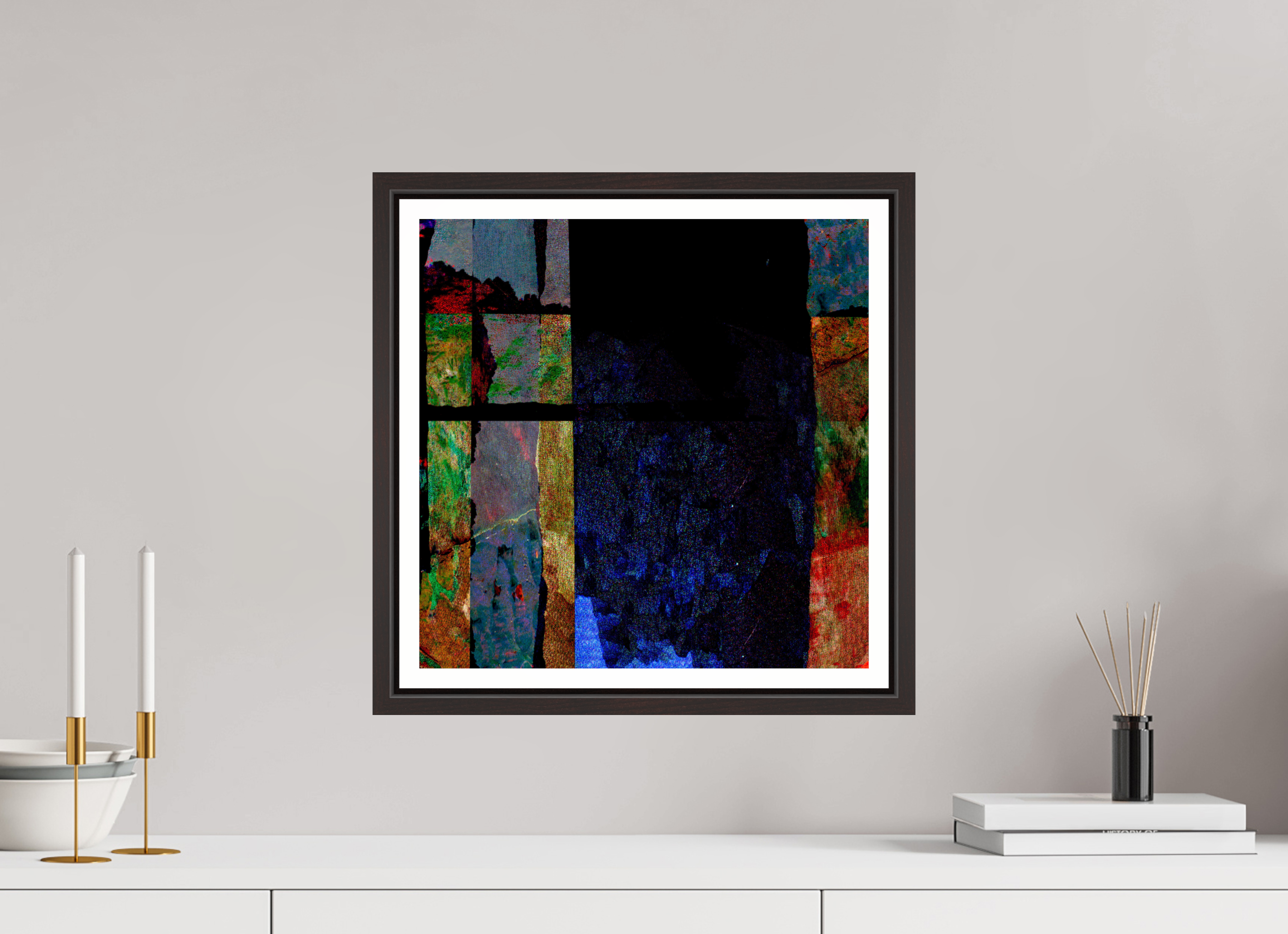 15 x 15″, Floater Frame (Alder Brown) earth