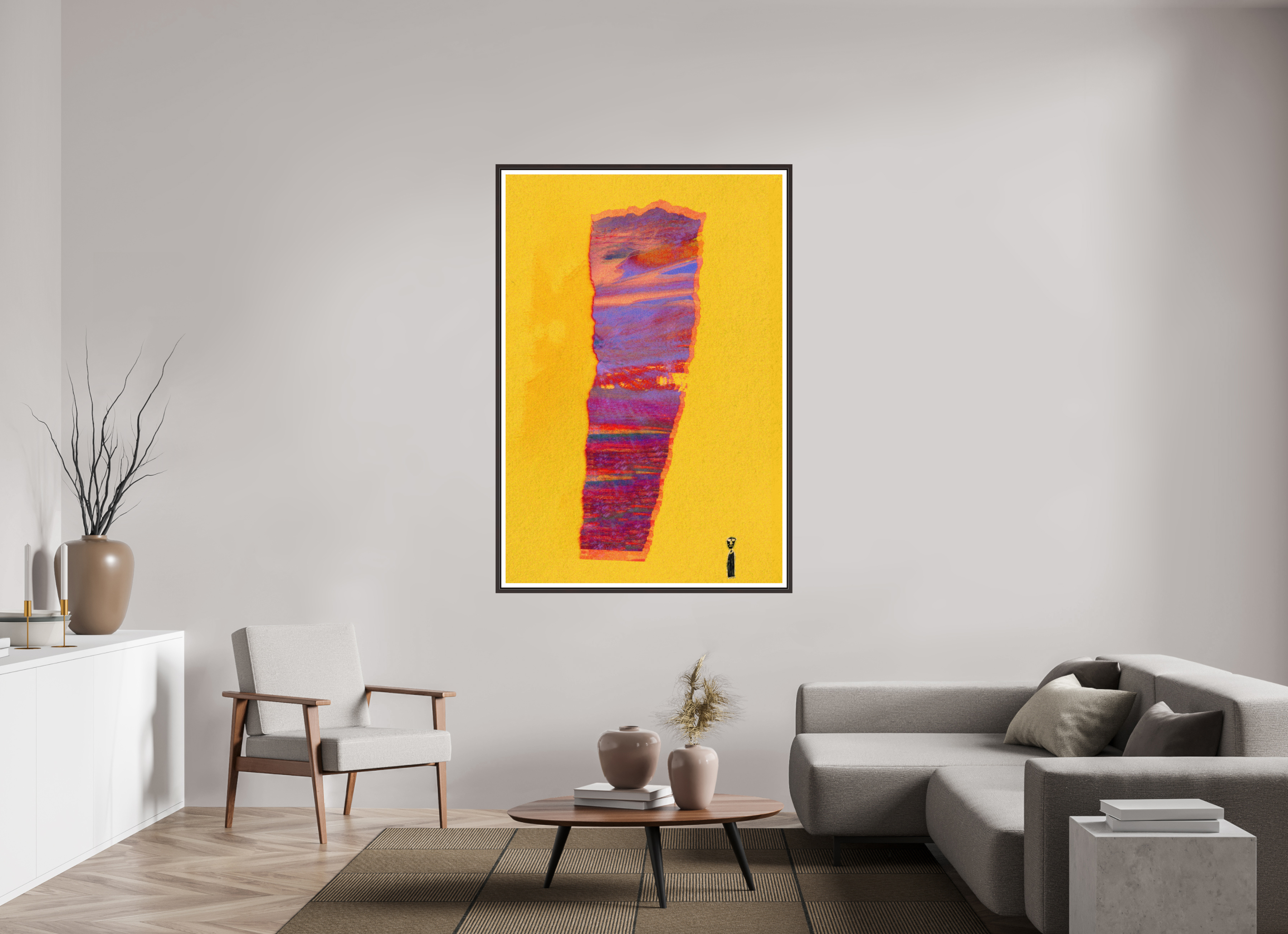 43 x 63.6″, Floater Frame (Alder Brown) Torn