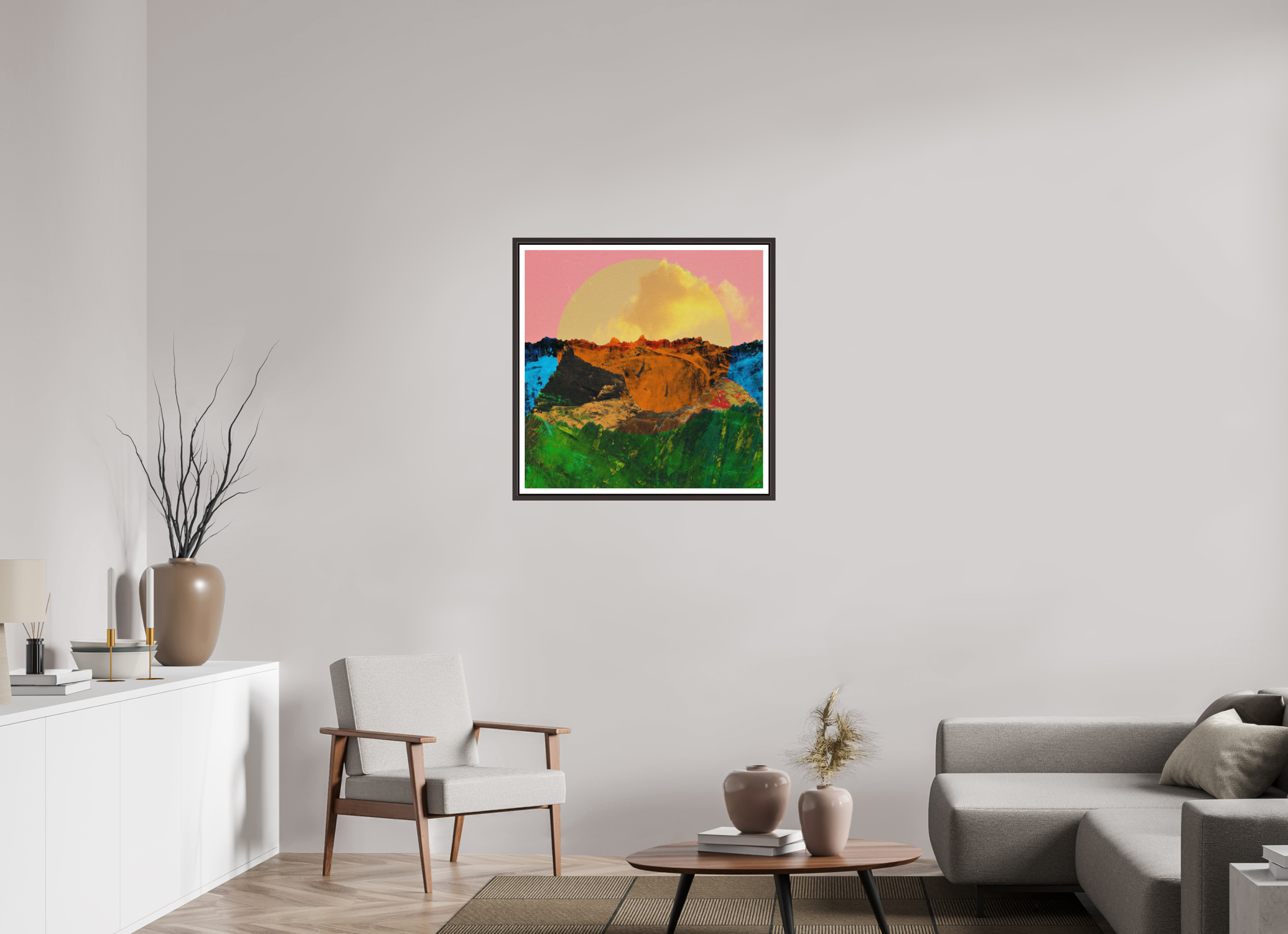30 x 30″, Floater Frame (Alder Brown) Canyons