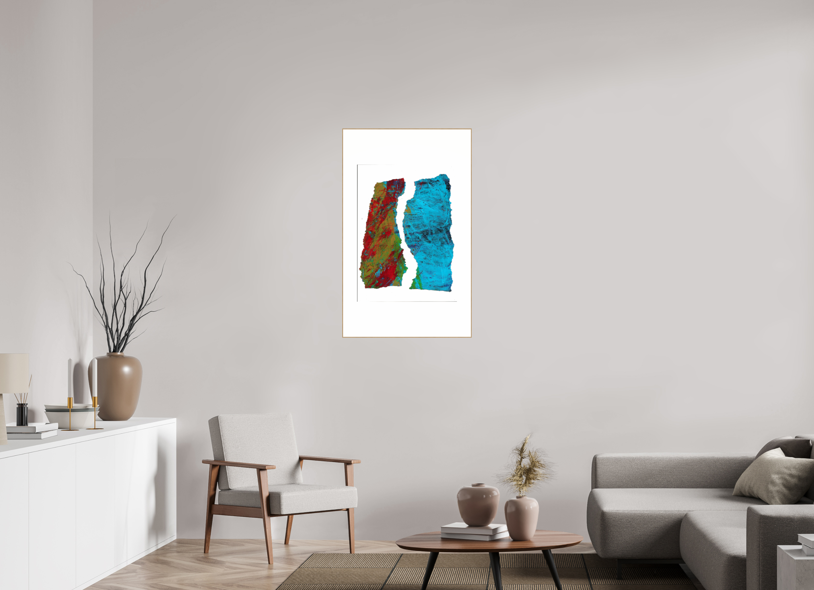 24 x 40″, Solid Wood ArtBox (Oak) Earth & Water