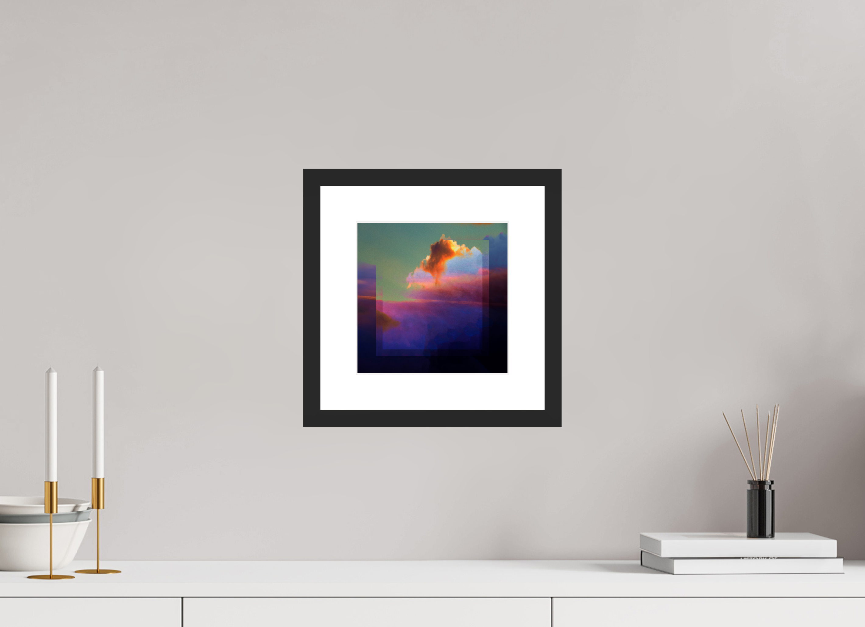 8 x 8″, Fuji Crystal Archive Print Framed (Black) Lofi Clouds