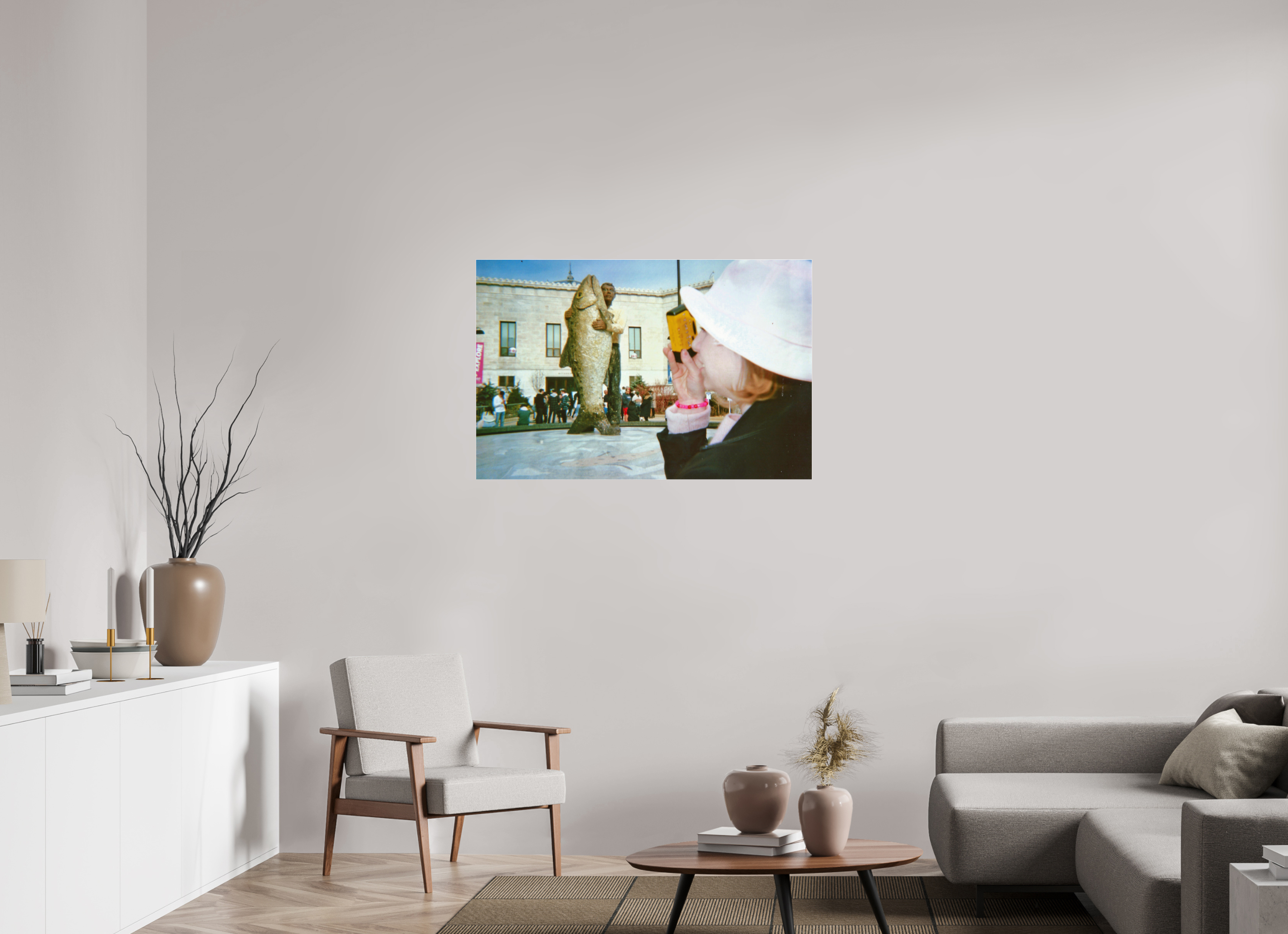 42.8 x 28″, Photo Print Under Acrylic Glass Hello Fish Man