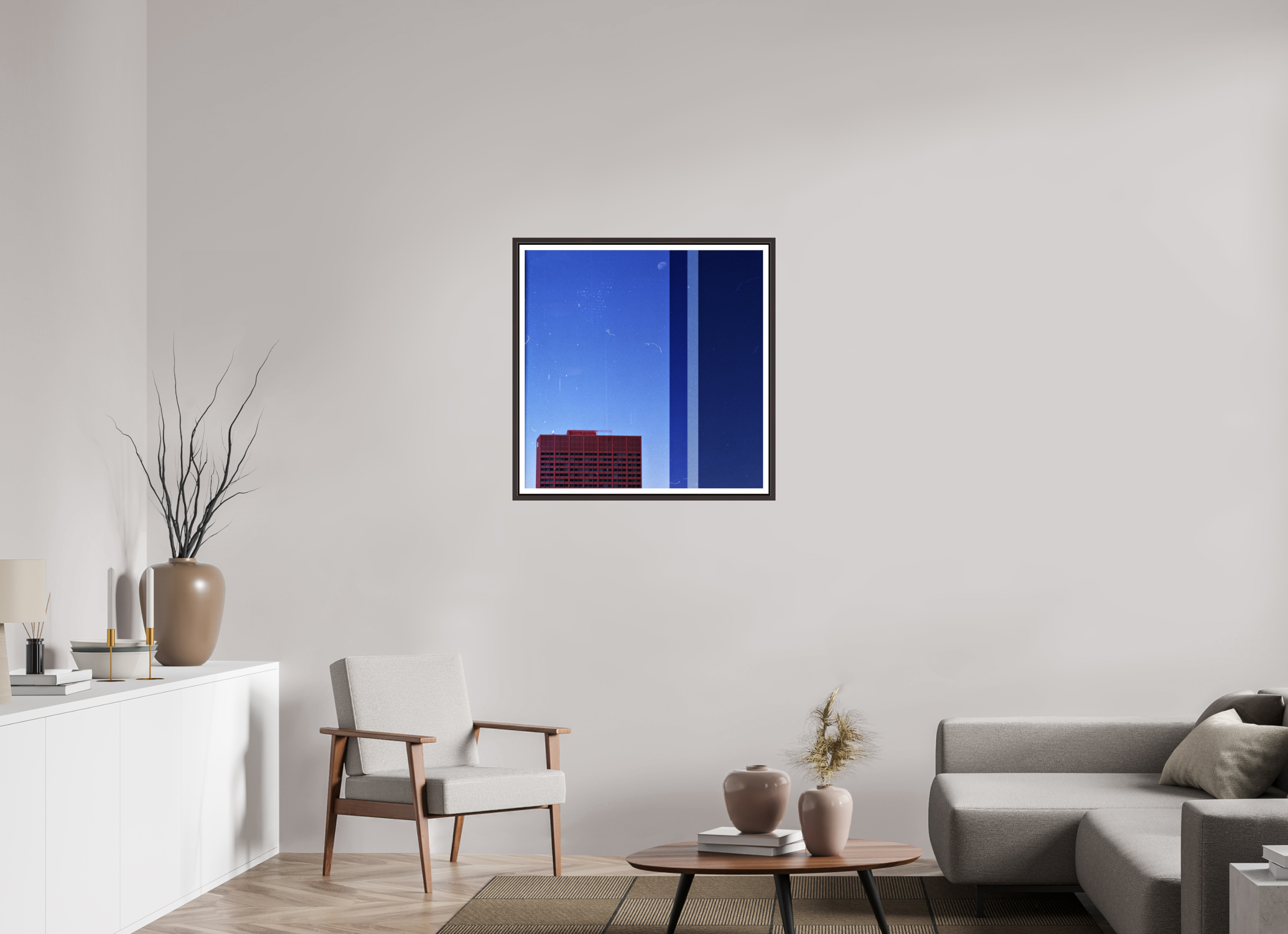 30 x 30″, Floater Frame (Alder Brown) Falling Asleep