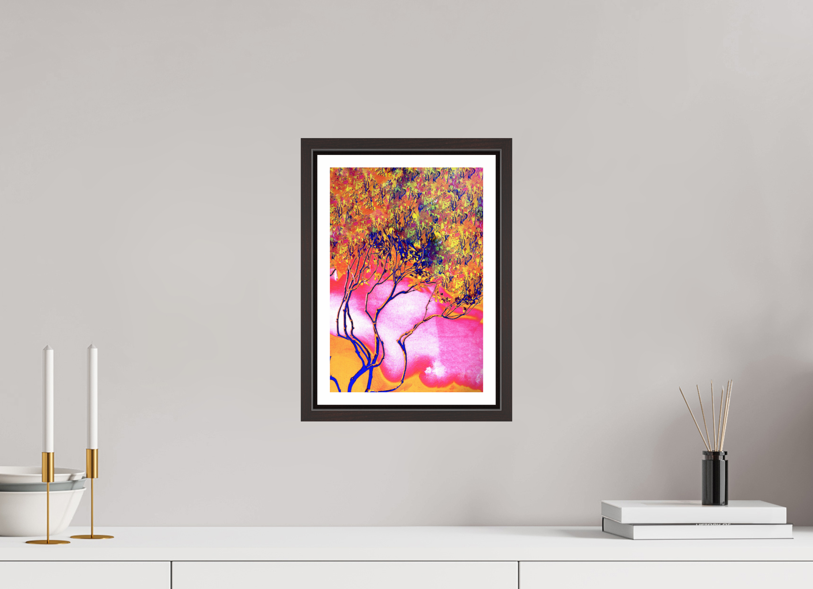 8 x 11.9″, Floater Frame (Alder Brown) Burning Bush