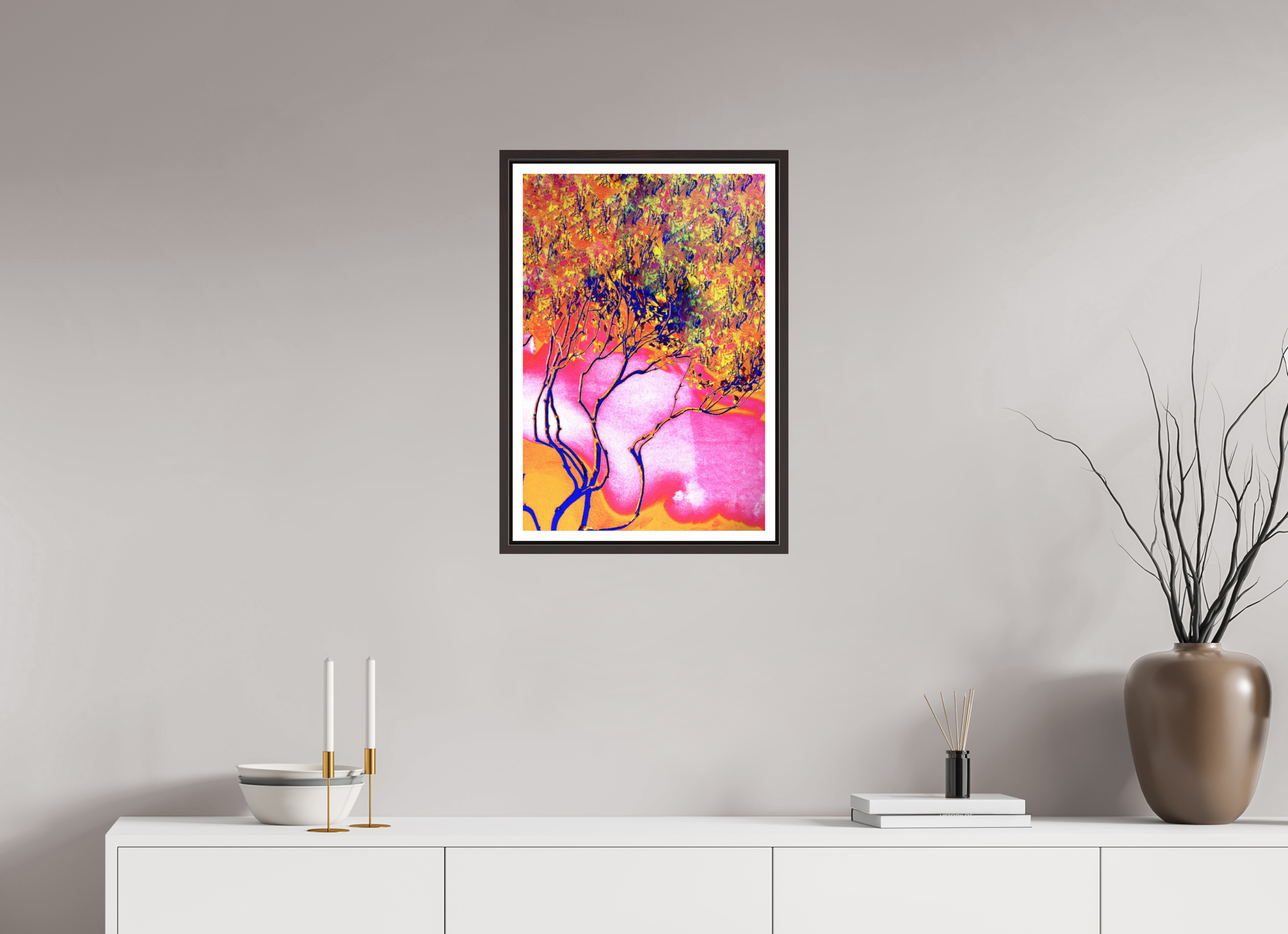16 x 23.7″, Floater Frame (Alder Brown) Burning Bush