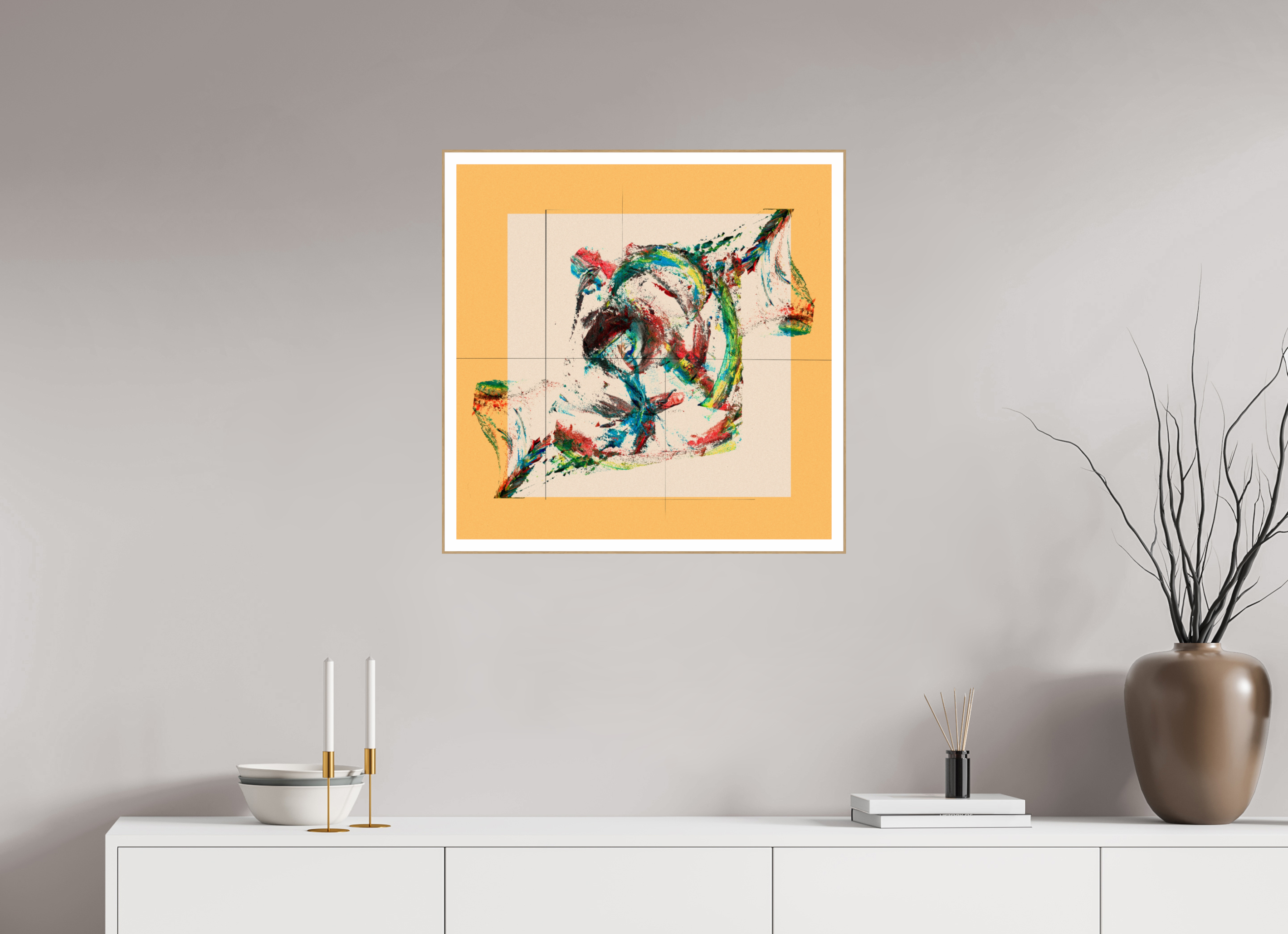 25 x 25″, Solid Wood ArtBox (Oak) Roses