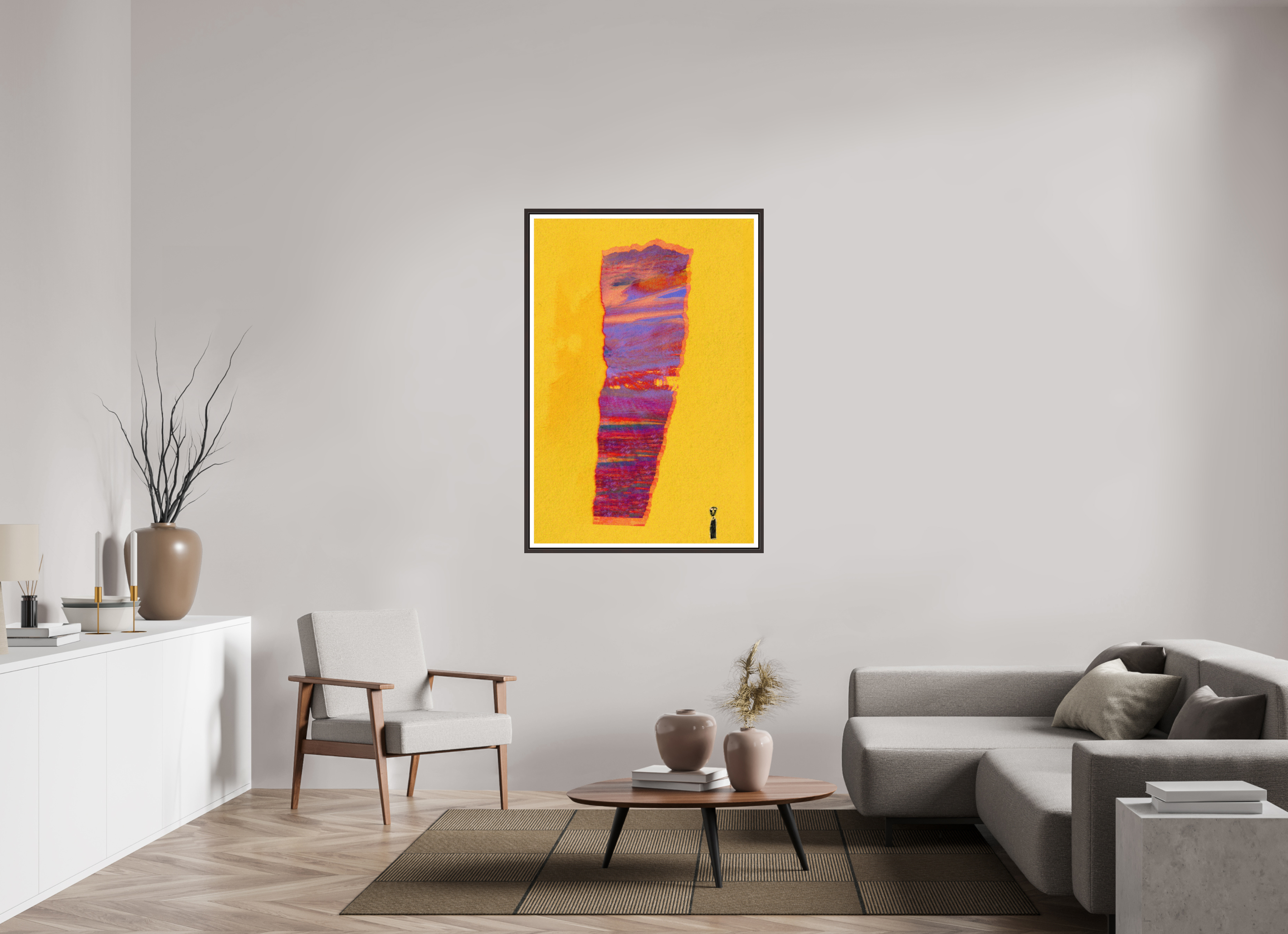 35 x 51.8″, Floater Frame (Alder Brown) Torn