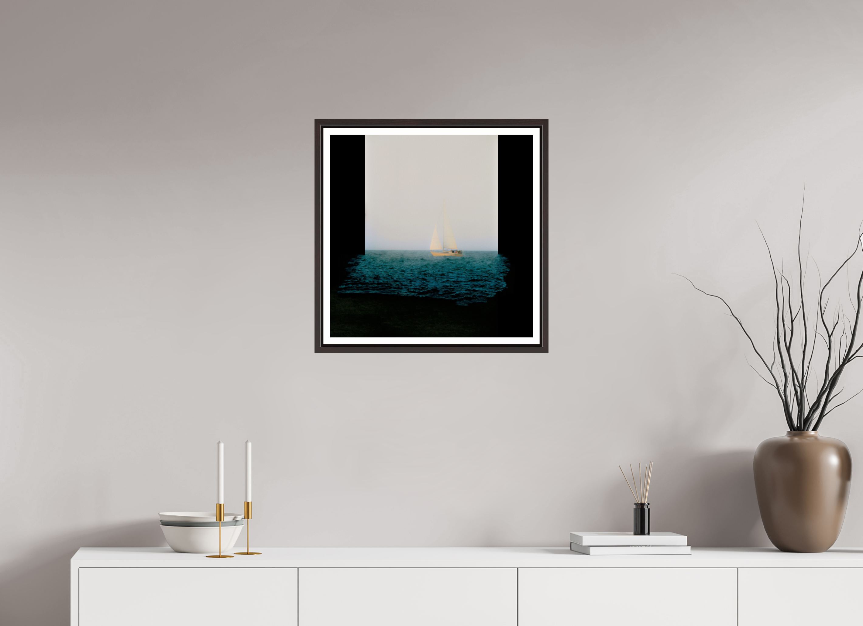 20 x 20″, Floater Frame (Alder Brown) Sleeps While Walking