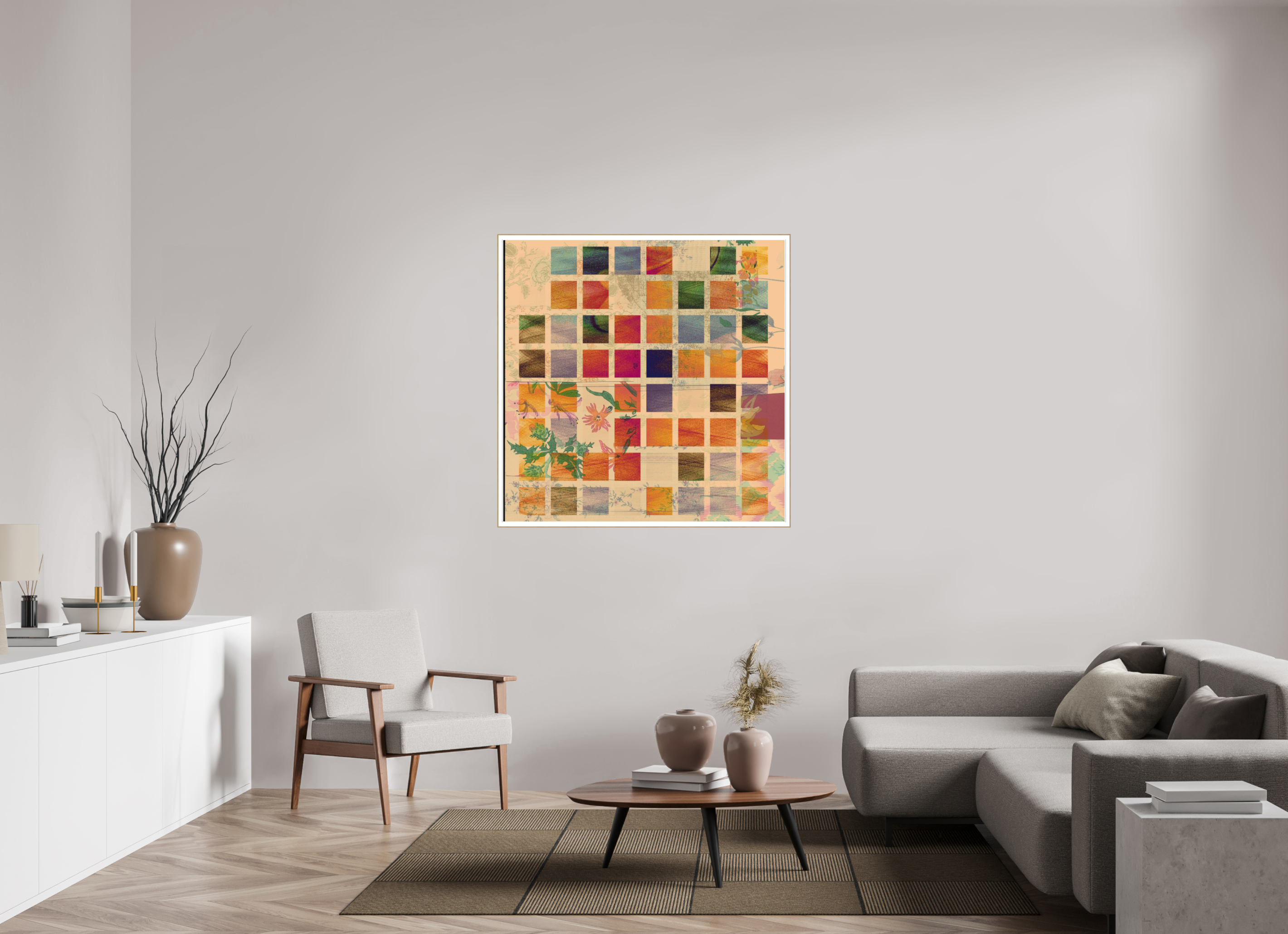 45 x 45″, Solid Wood ArtBox (Oak) Earth Tones