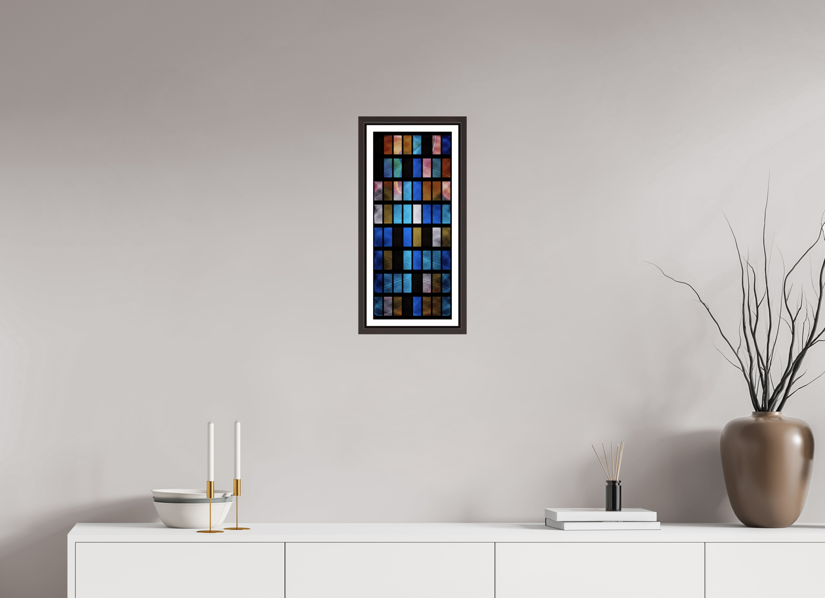 8 x 19.4″, Floater Frame (Alder Brown) Stained Glass