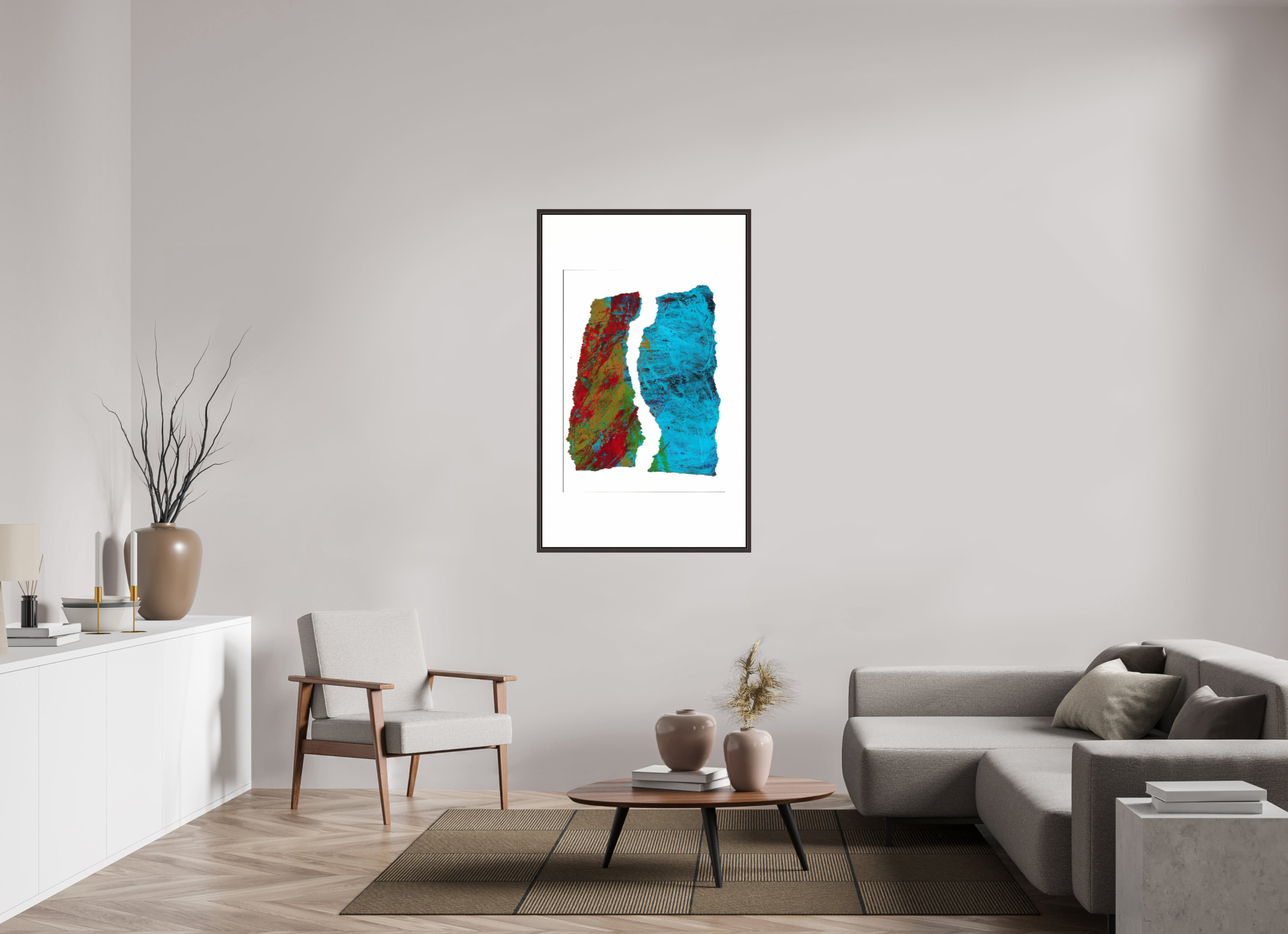 31 x 51.7″, Floater Frame (Alder Brown) Earth & Water