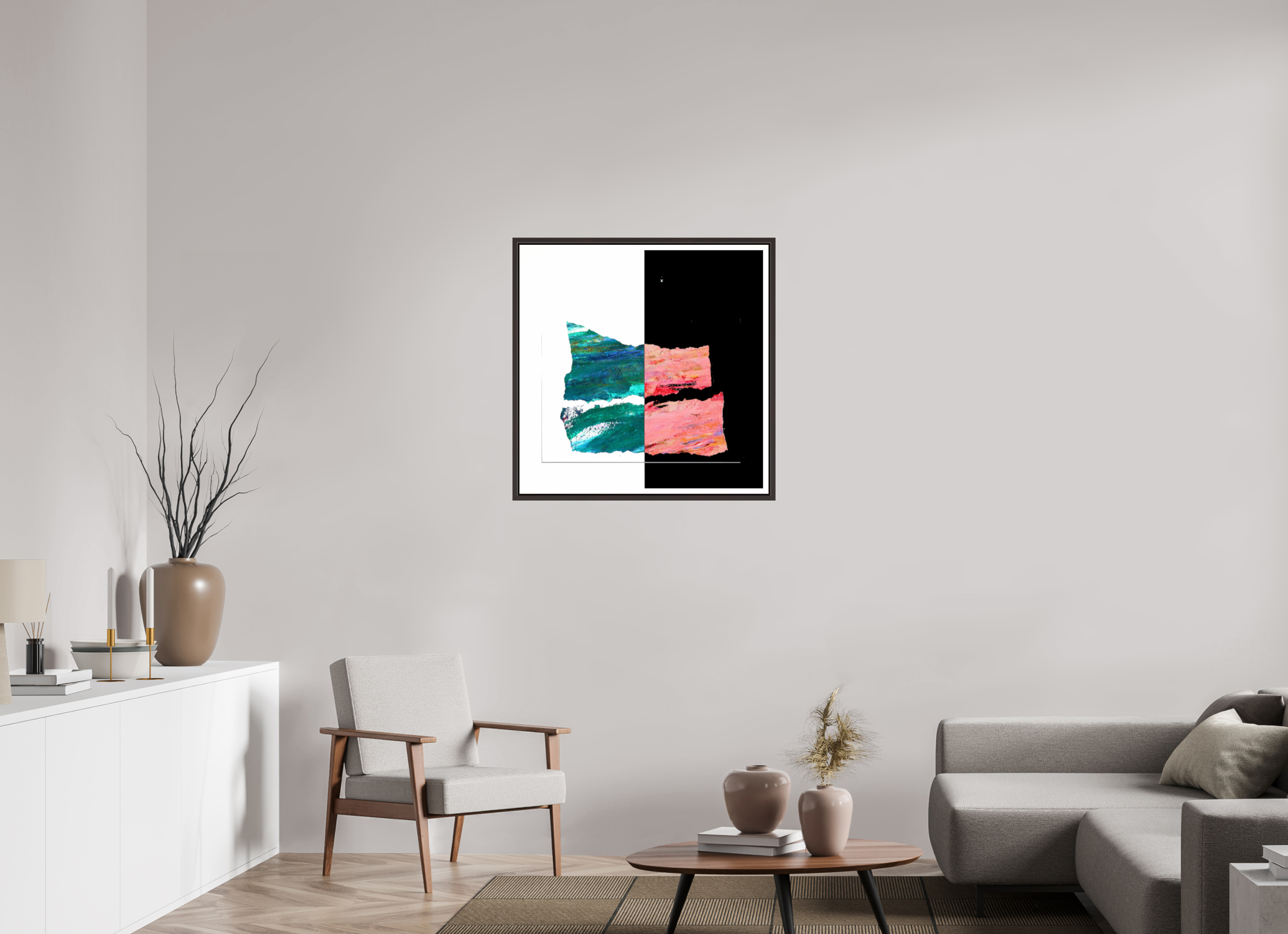 30 x 30″, Floater Frame (Alder Brown) Two Sides