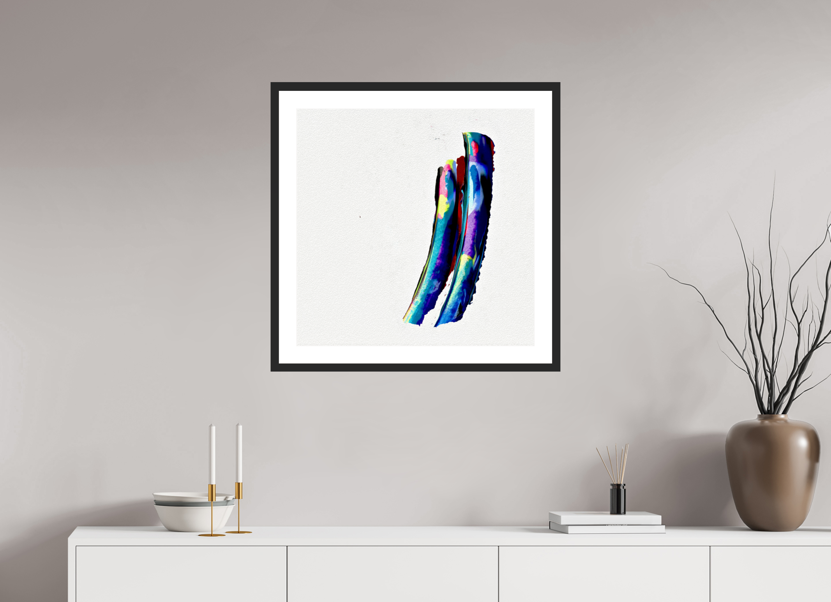 25 x 25″, Fuji Crystal Archive Print Framed (Black) 2 Fish