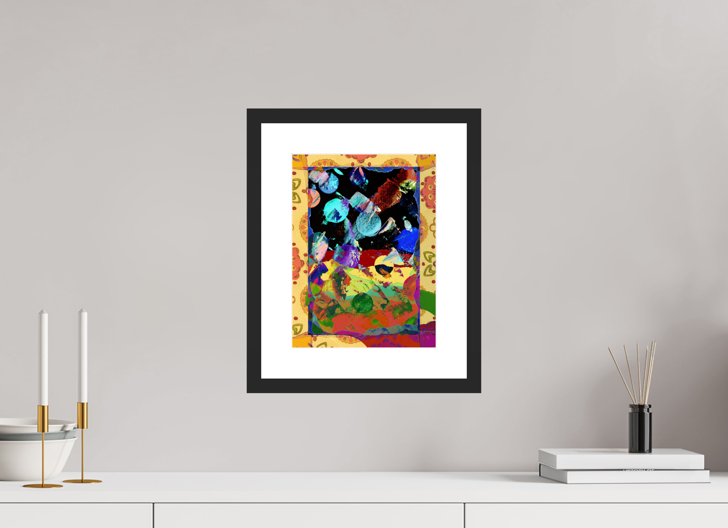 9 x 12″, Framed #1 space paper