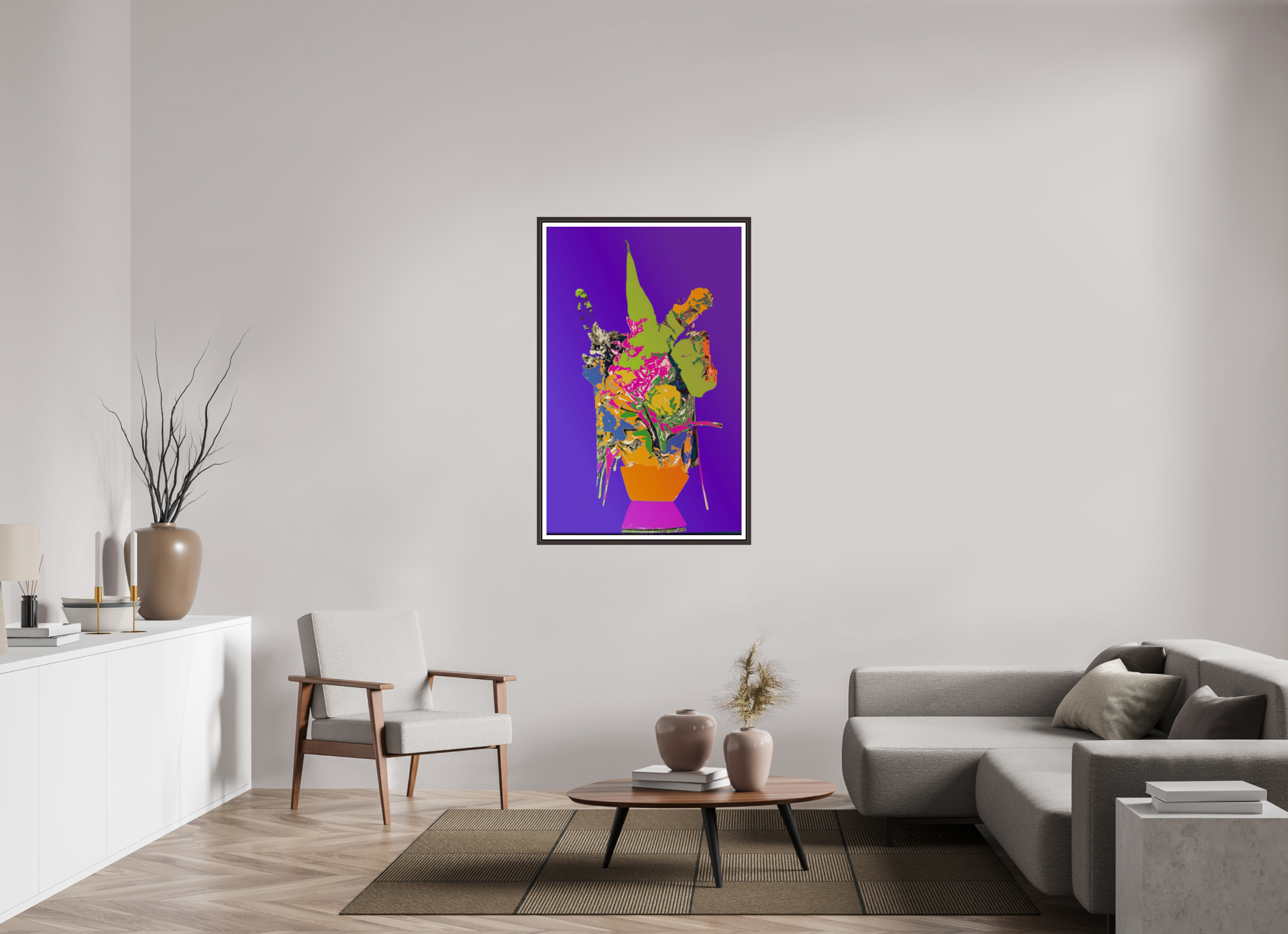 31 x 49.2″, Floater Frame (Alder Brown) Pop Vase 1
