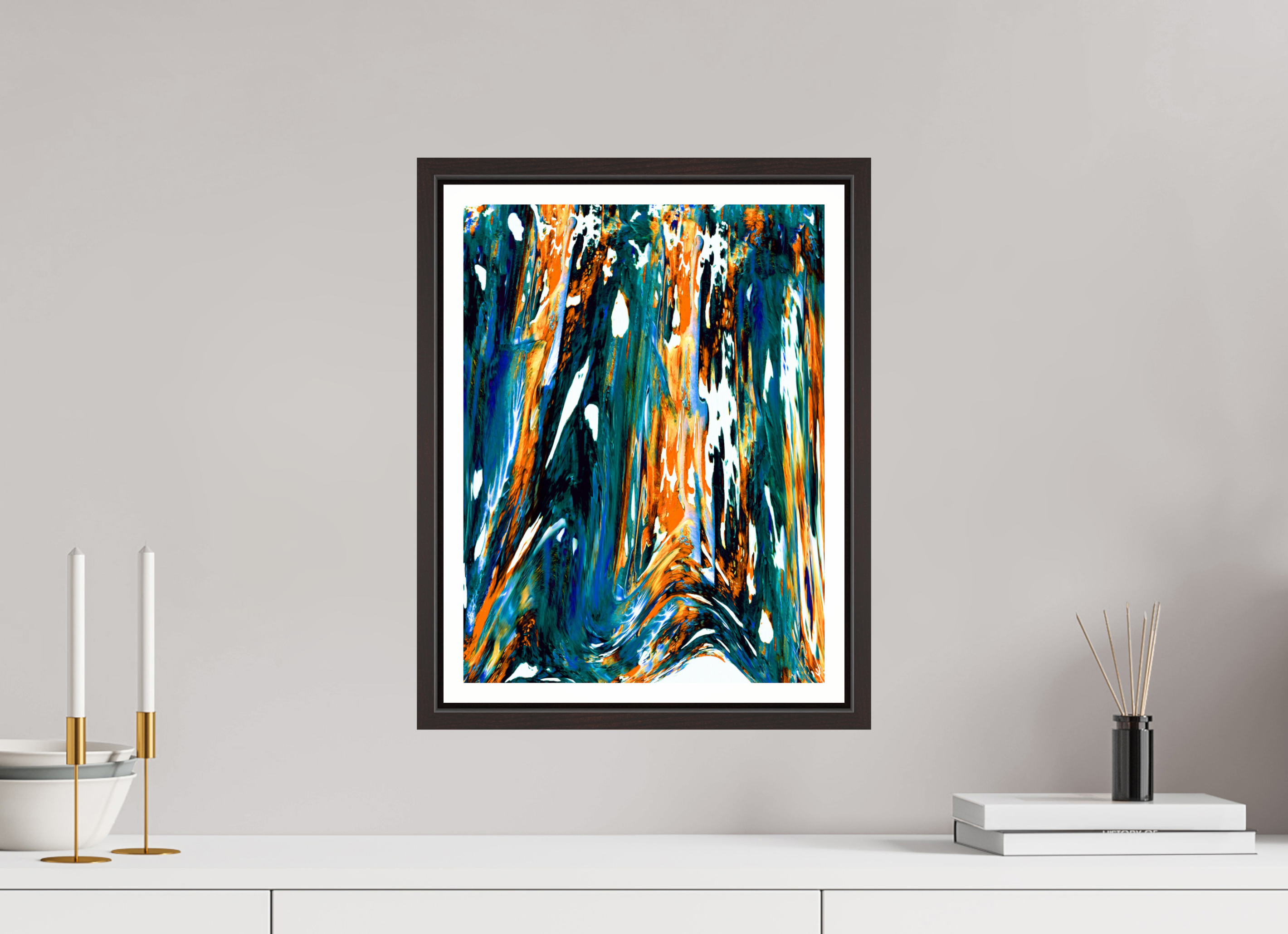 12 x 16″, Floater Frame (Alder Brown) melted