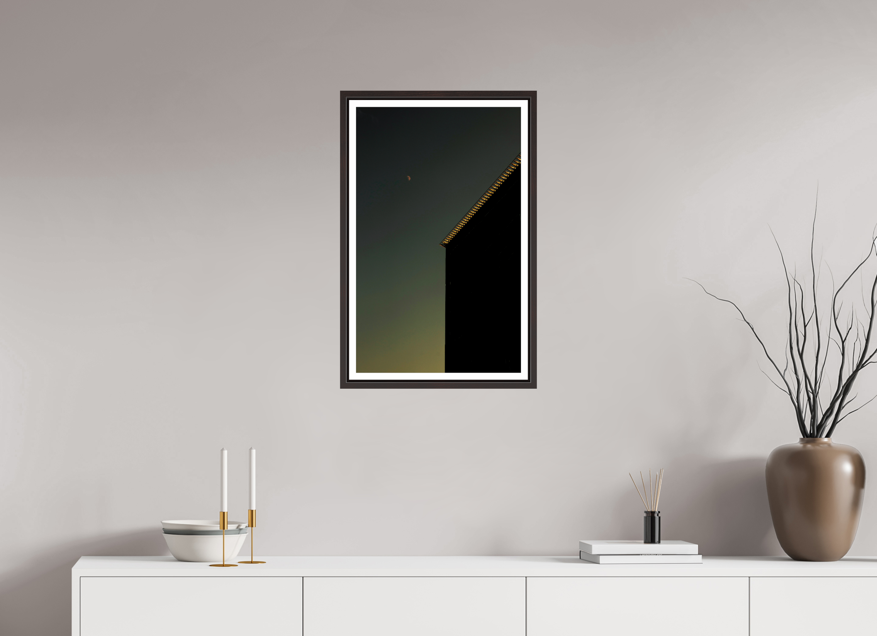 16 x 25.9″, Floater Frame (Alder Brown) Sweet Moon