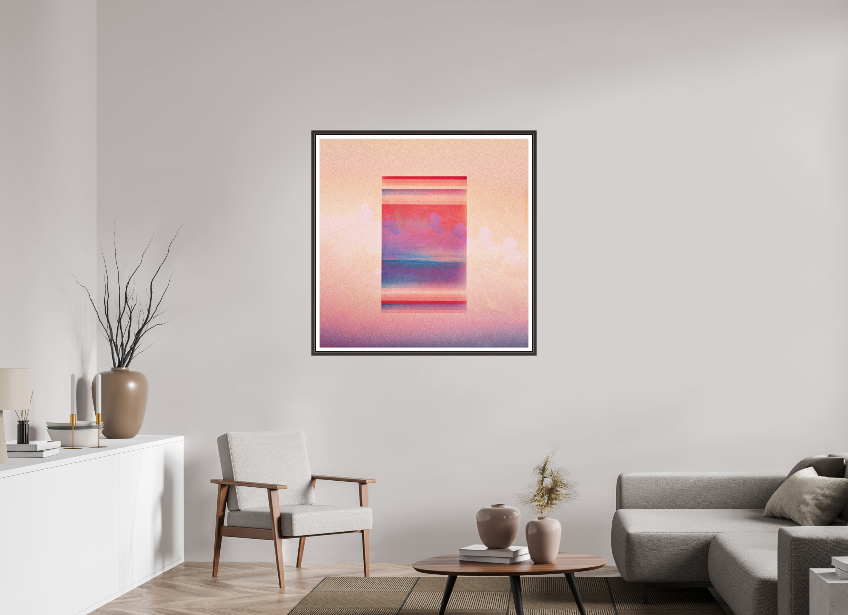 40 x 40″, Floater Frame (Alder Brown) glass houses