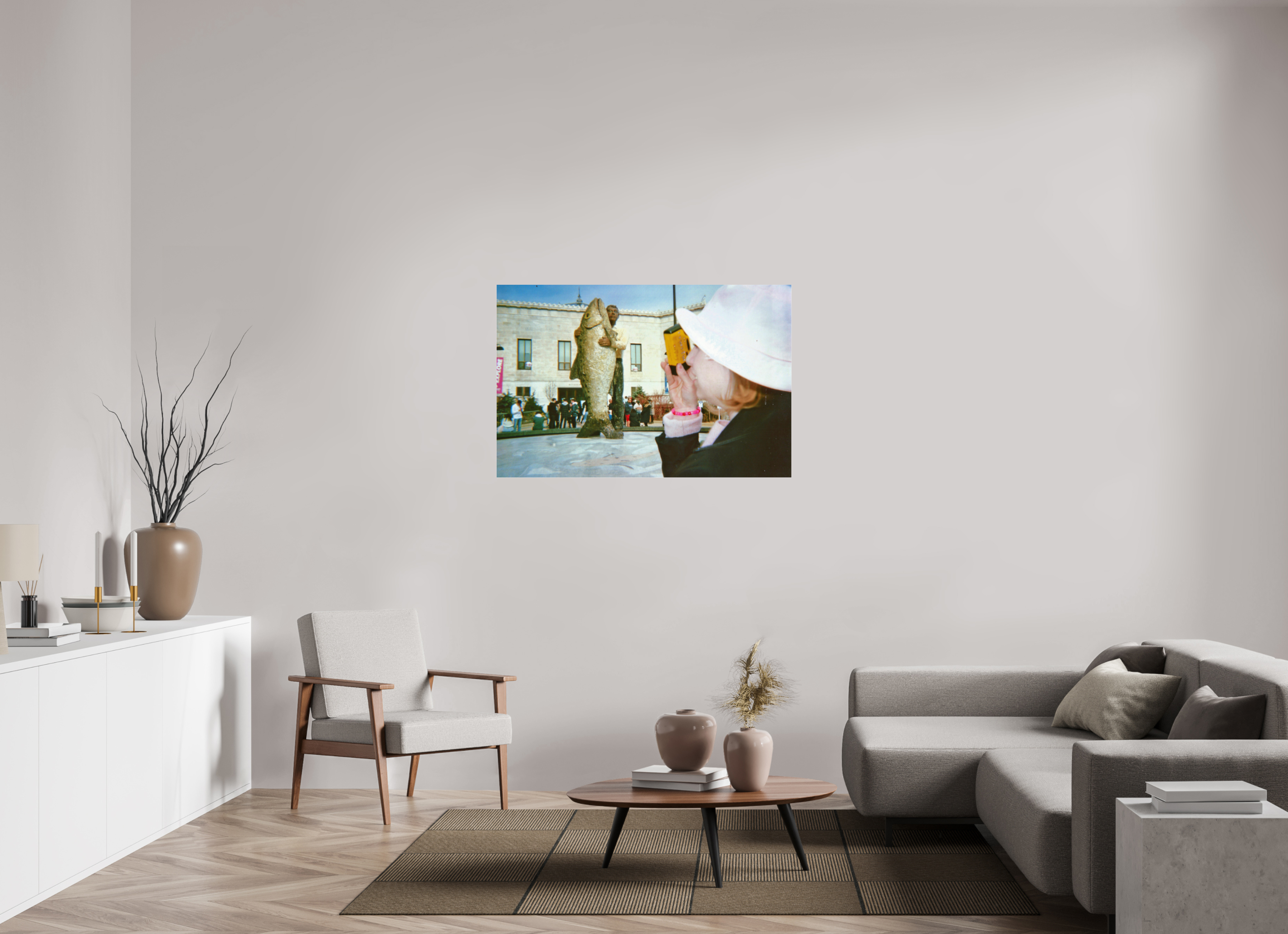 47.4 x 31″, Photo Print Under Acrylic Glass Hello Fish Man