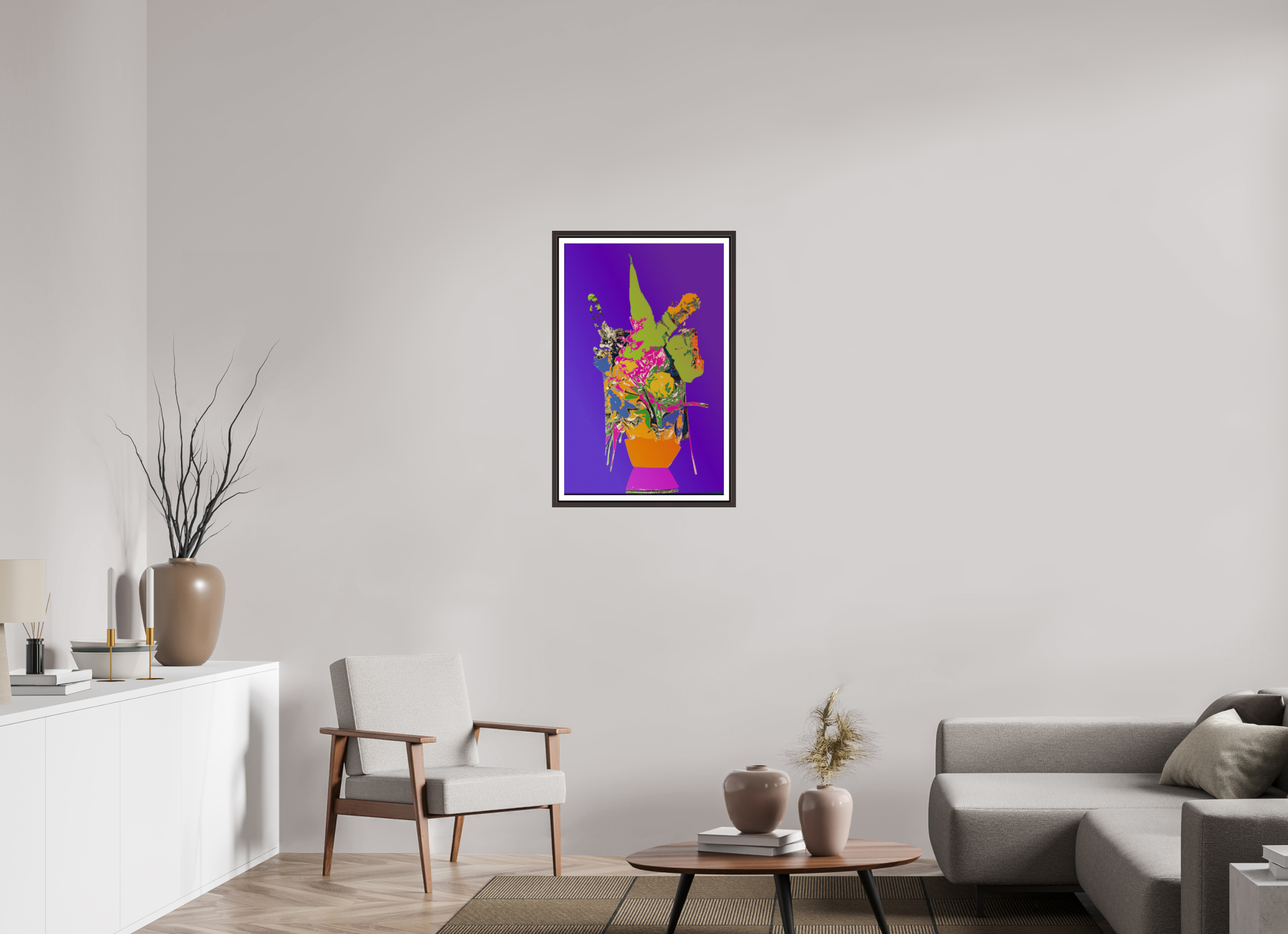 20 x 31.7″, Floater Frame (Alder Brown) Pop Vase 1