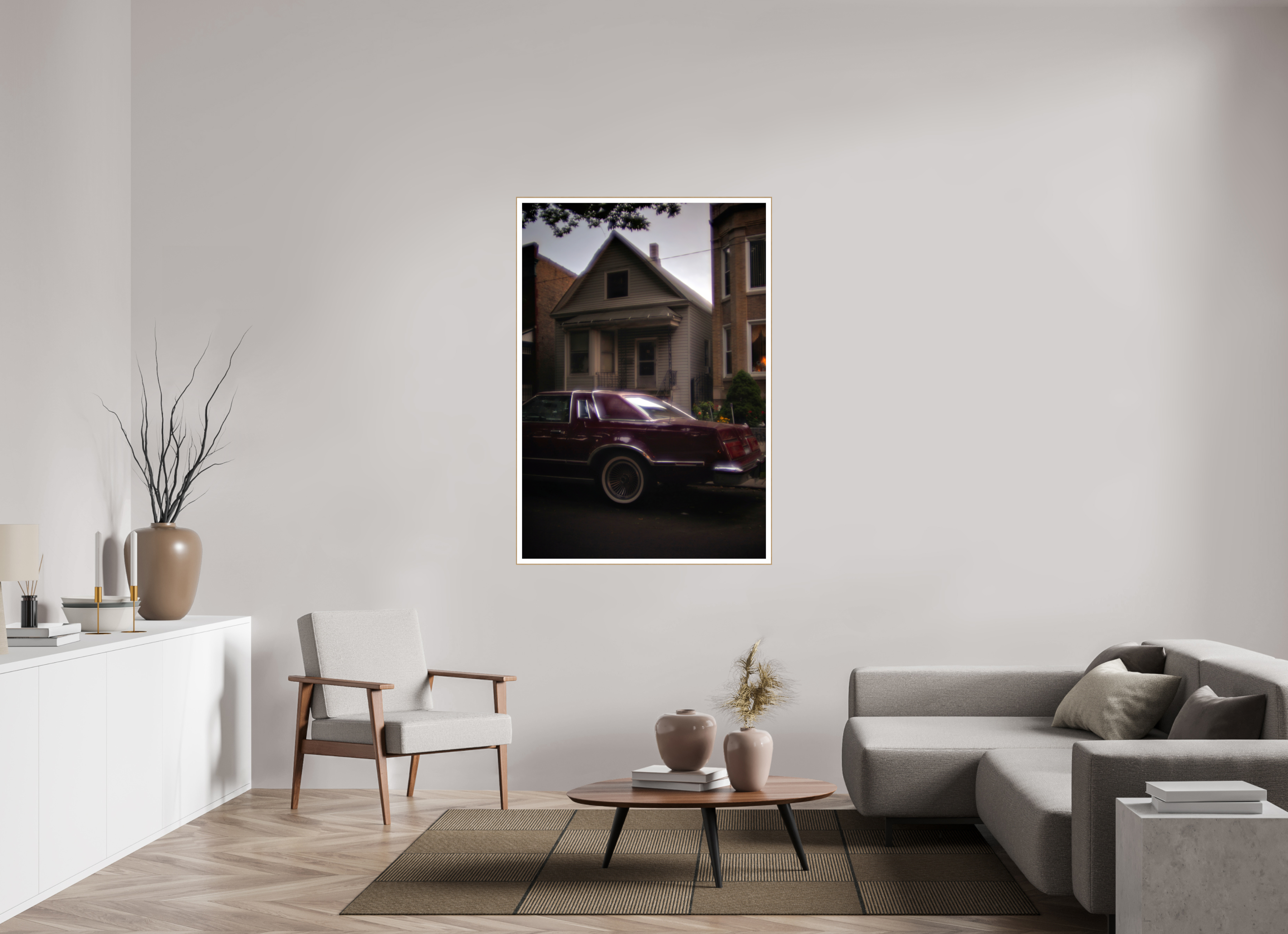 39 x 56.9″, Solid Wood ArtBox (Oak) 70s Glow