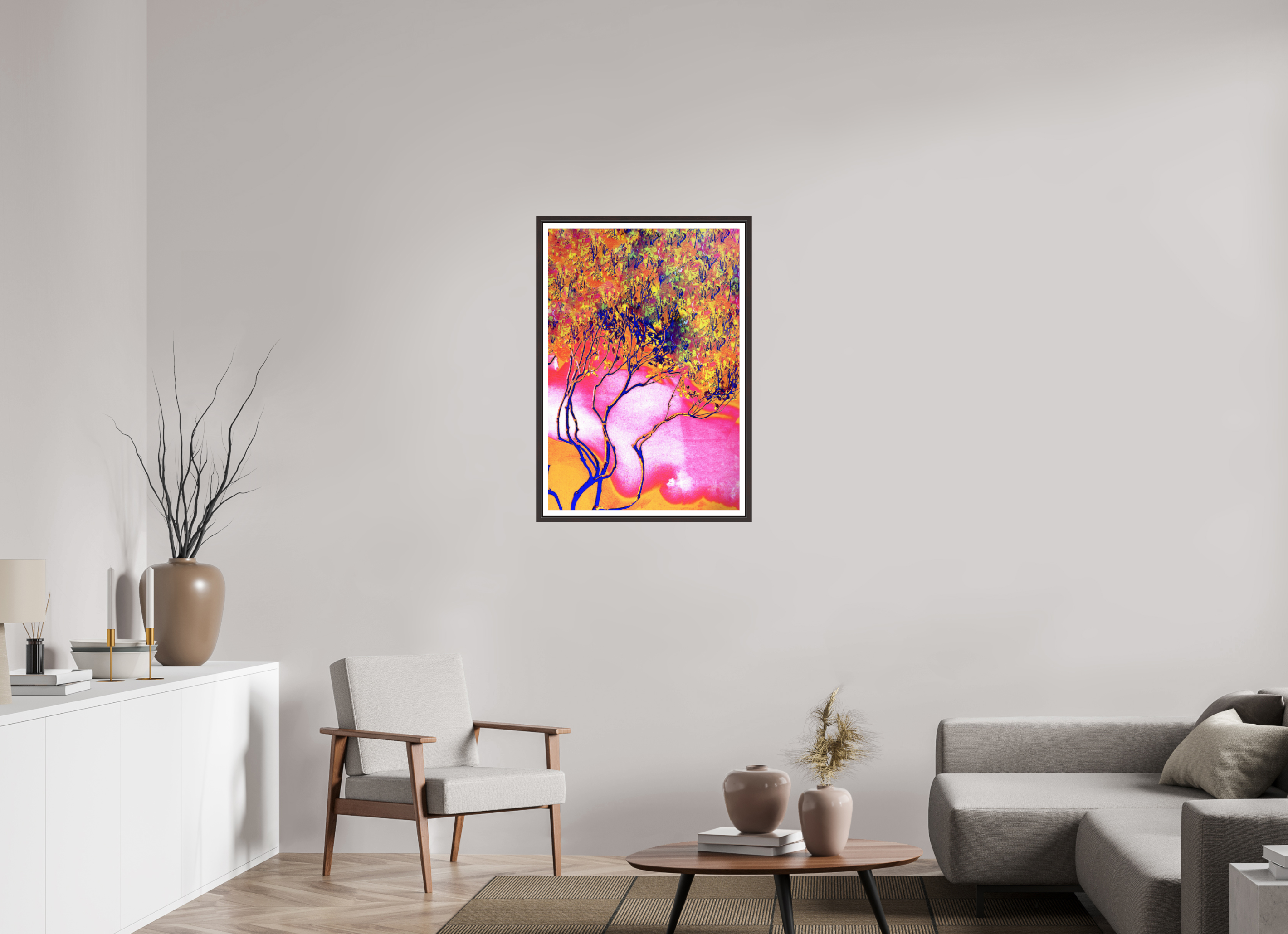 24 x 35.5″, Floater Frame (Alder Brown) Burning Bush