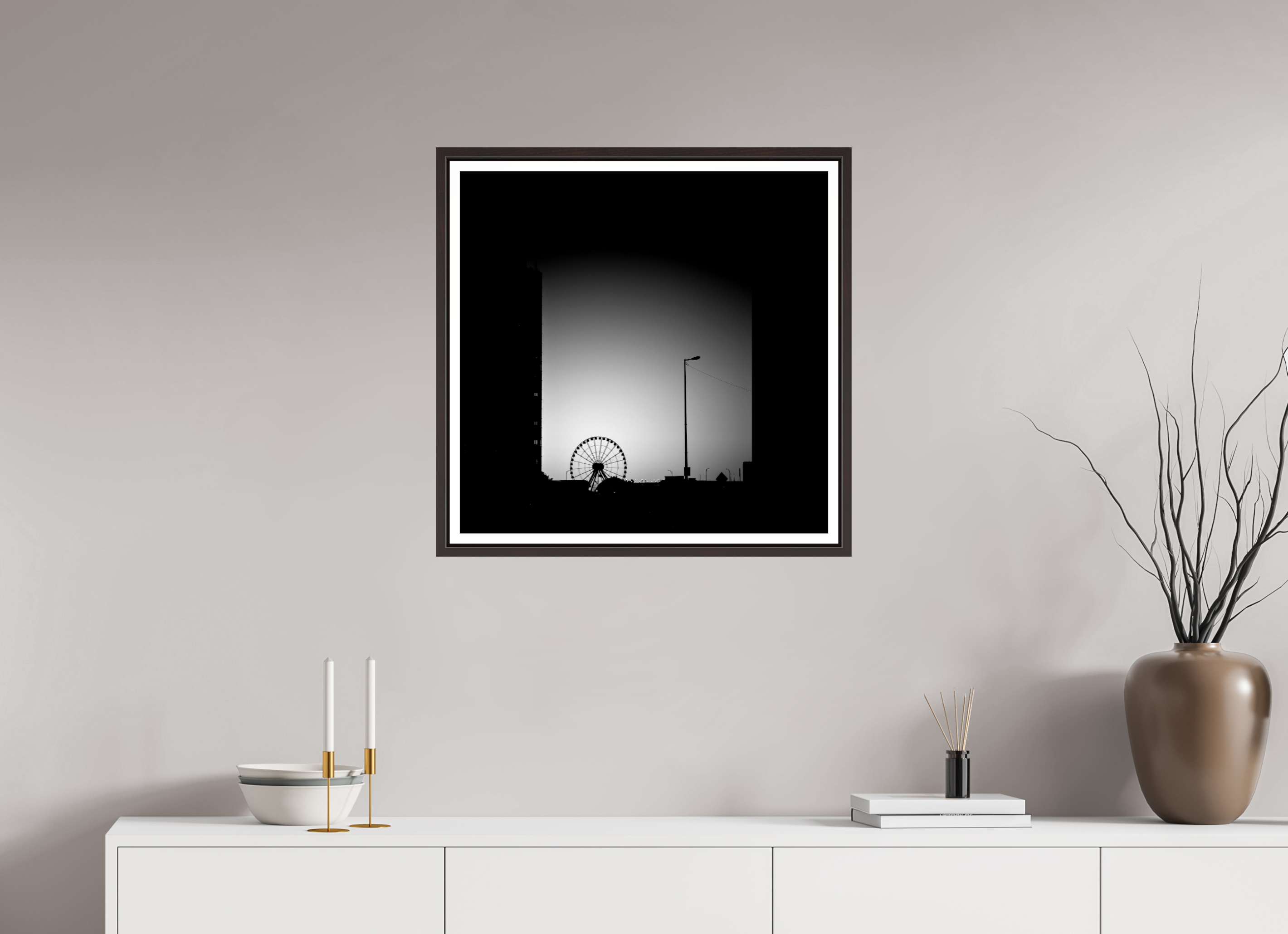 24.4 x 24″, Floater Frame (Alder Brown) Navy Pier