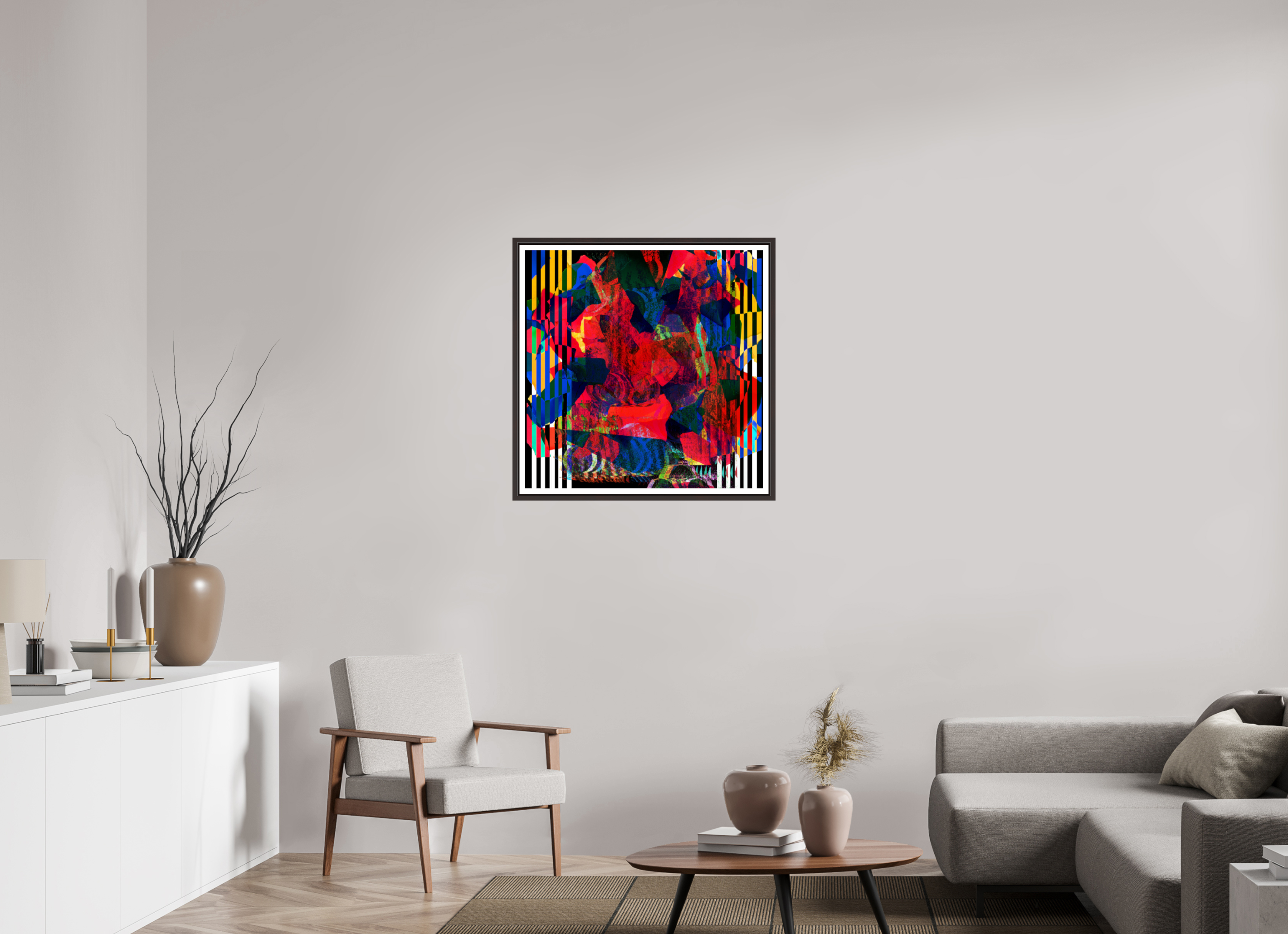 30 x 30″, Floater Frame (Alder Brown) Blooms