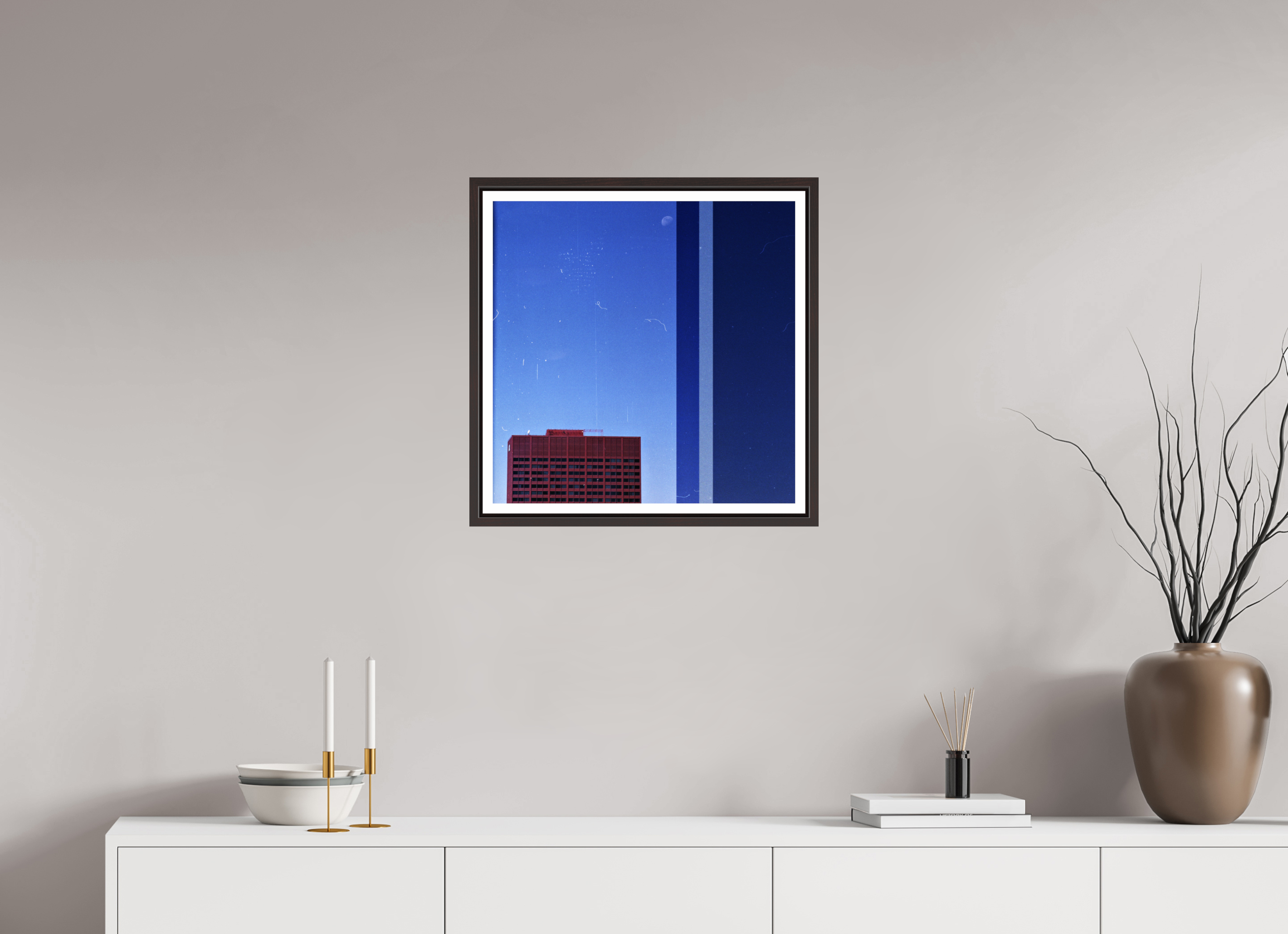 20 x 20″, Floater Frame (Alder Brown) Falling Asleep
