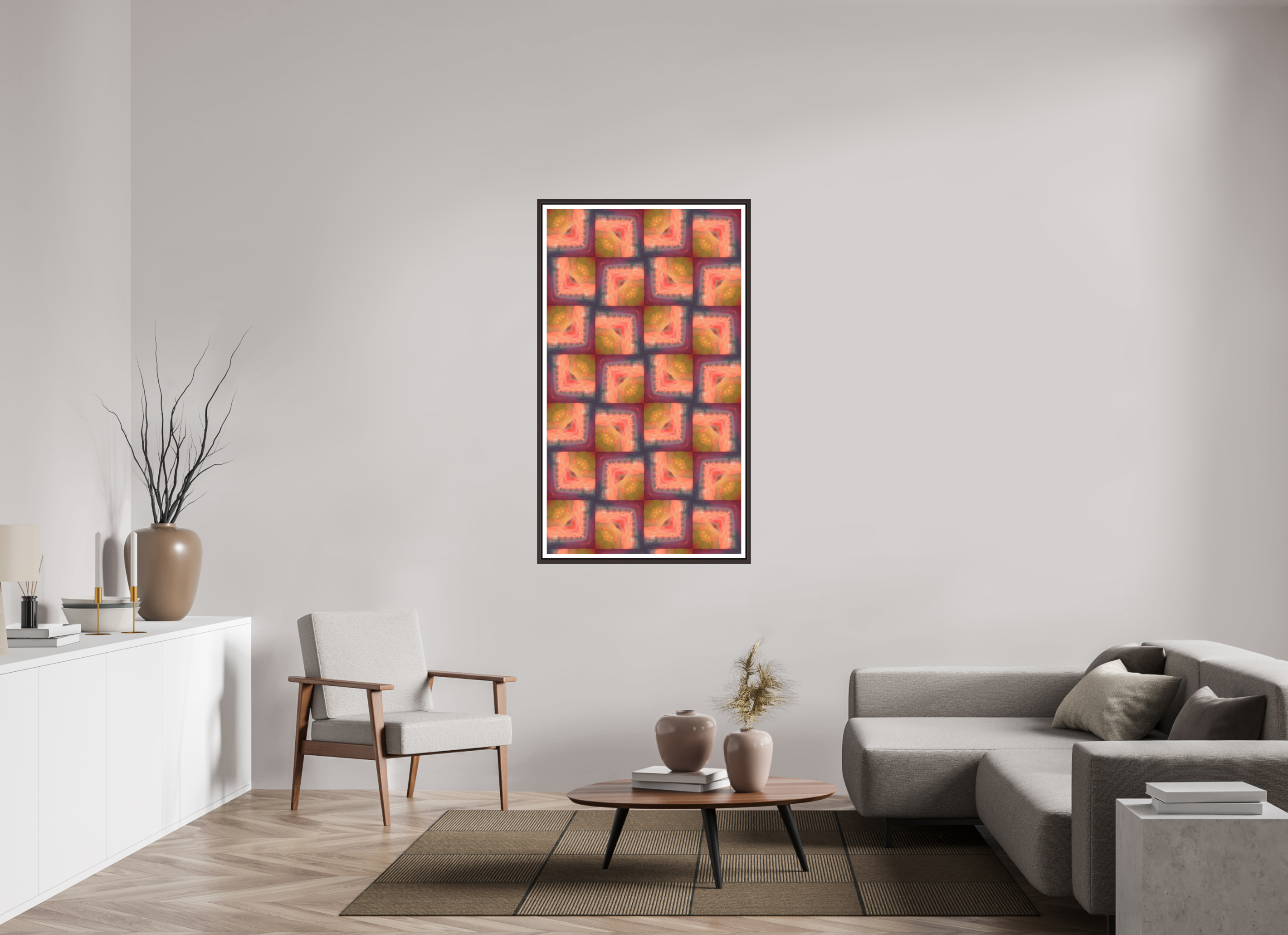 30.9 x 55″, Floater Frame (Alder Brown) Soft Boring