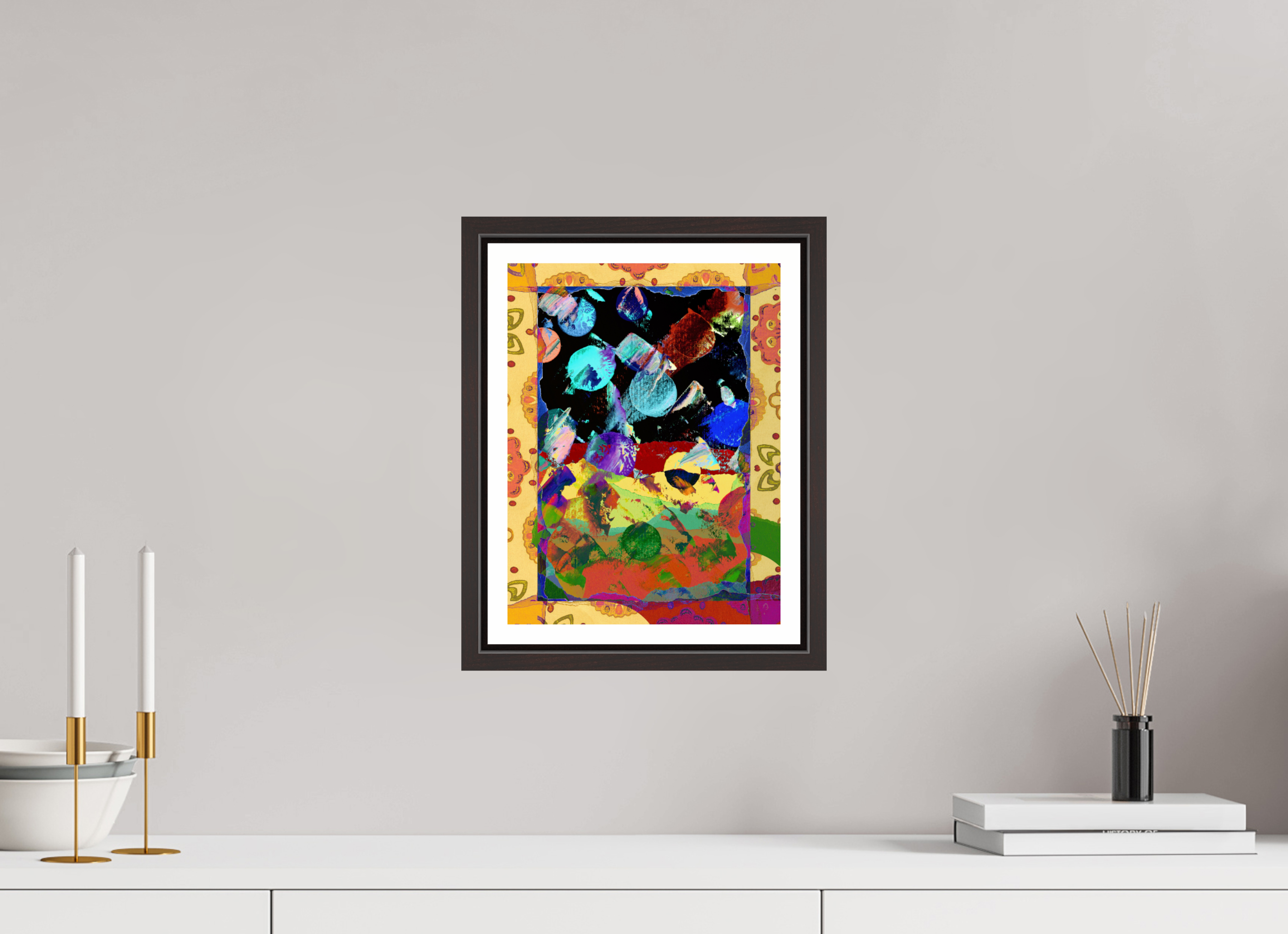9 x 12″, Floater Frame (Alder Brown) space paper