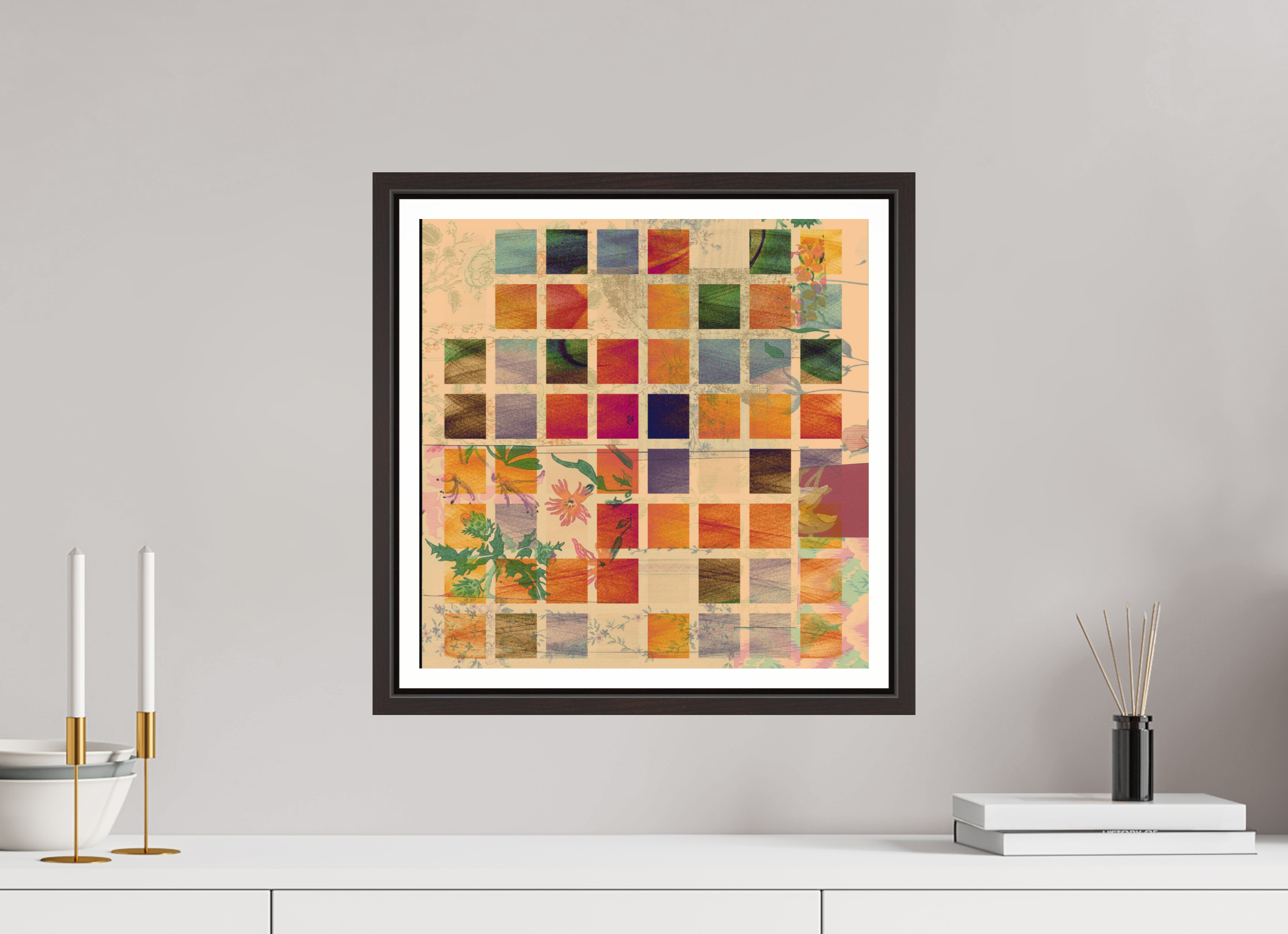 15 x 15″, Floater Frame (Alder Brown) gold