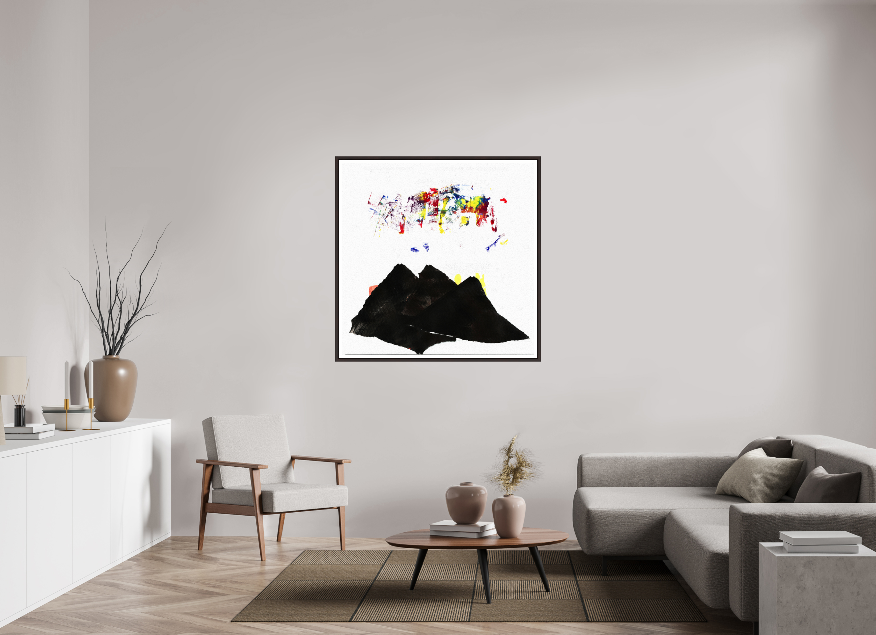45 x 45″, Floater Frame (Alder Brown) Northern Lights