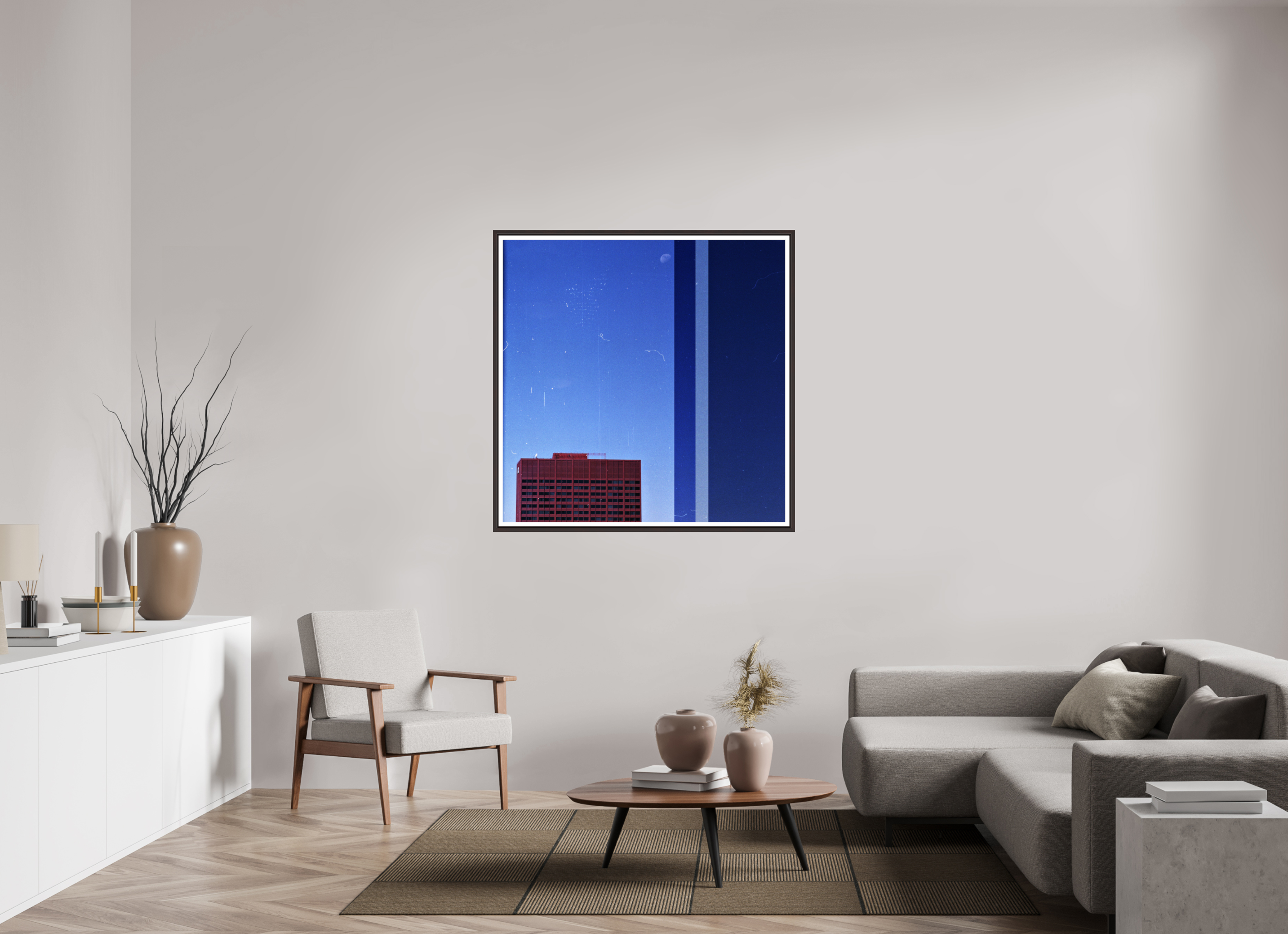 45 x 45″, Floater Frame (Alder Brown) Falling Asleep