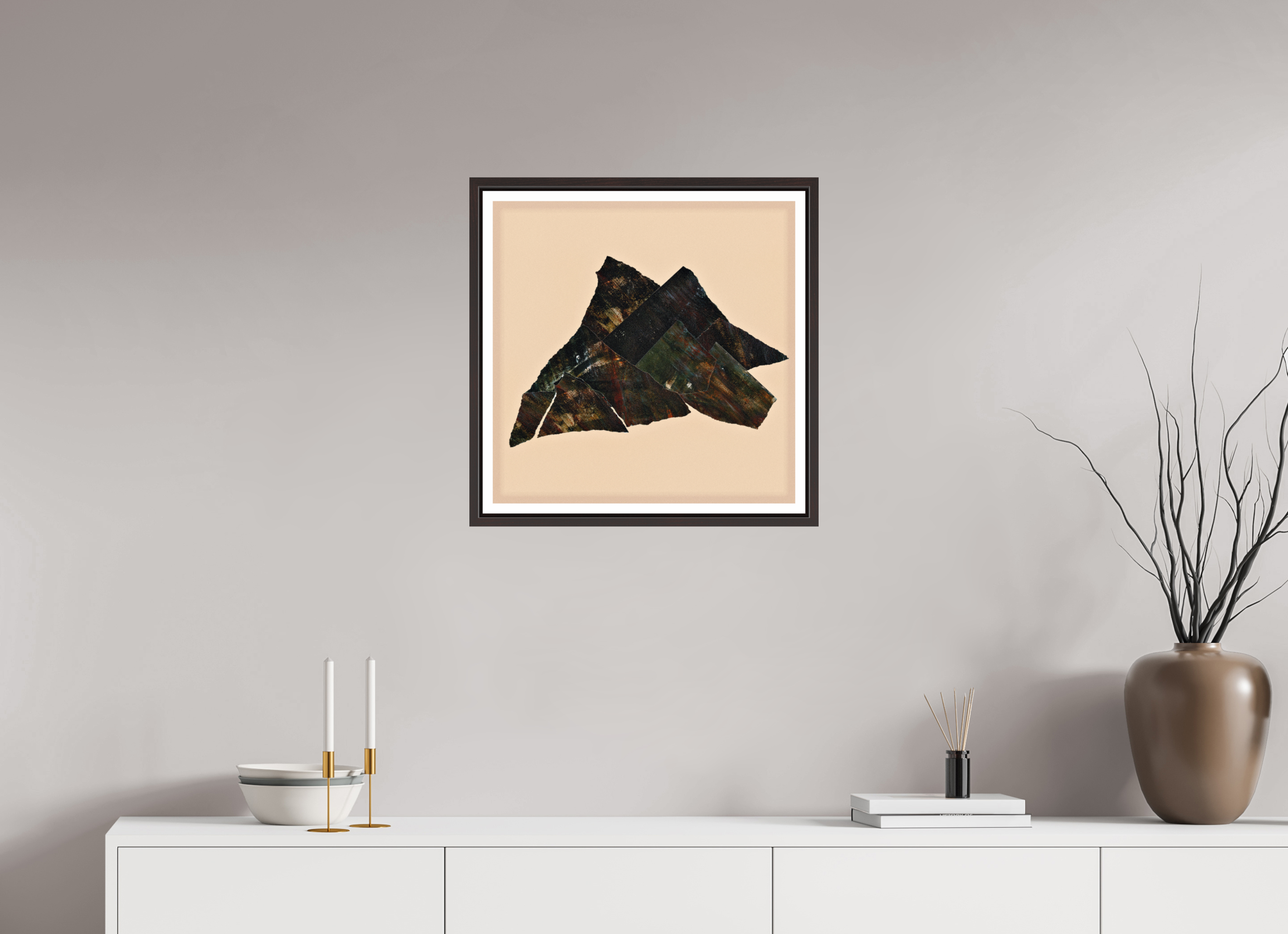 20 x 20″, Floater Frame (Alder Brown) Mountain