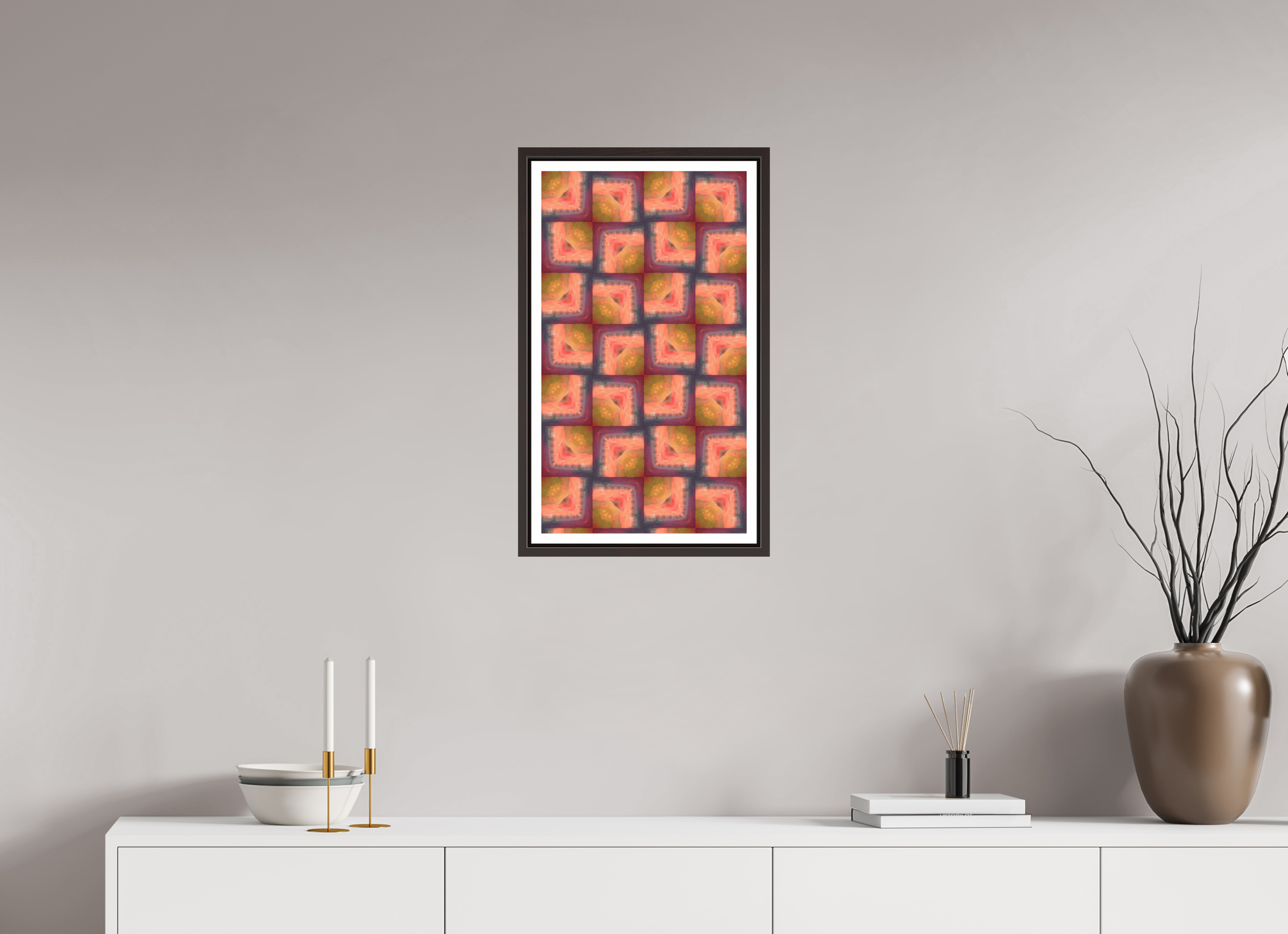 13.5 x 24″, Floater Frame (Alder Brown) Soft Boring