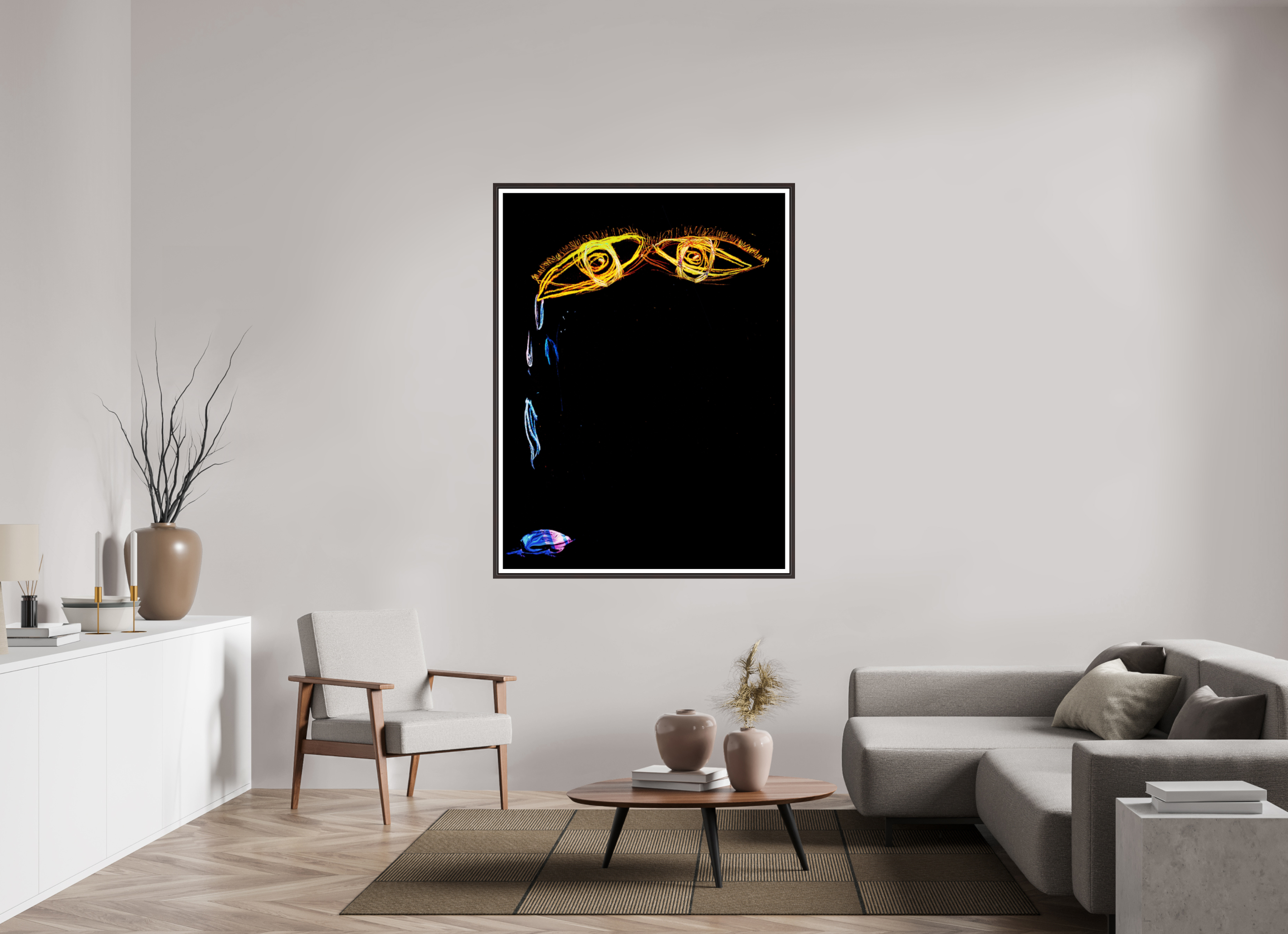 45 x 60″, Floater Frame (Alder Brown) Taking