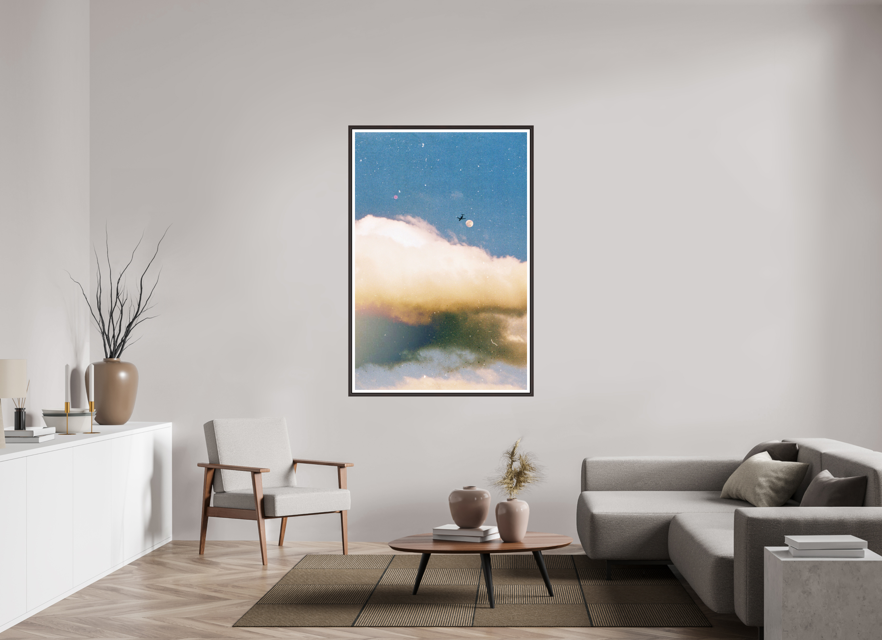 40 x 60″, Floater Frame (Alder Brown) Flying