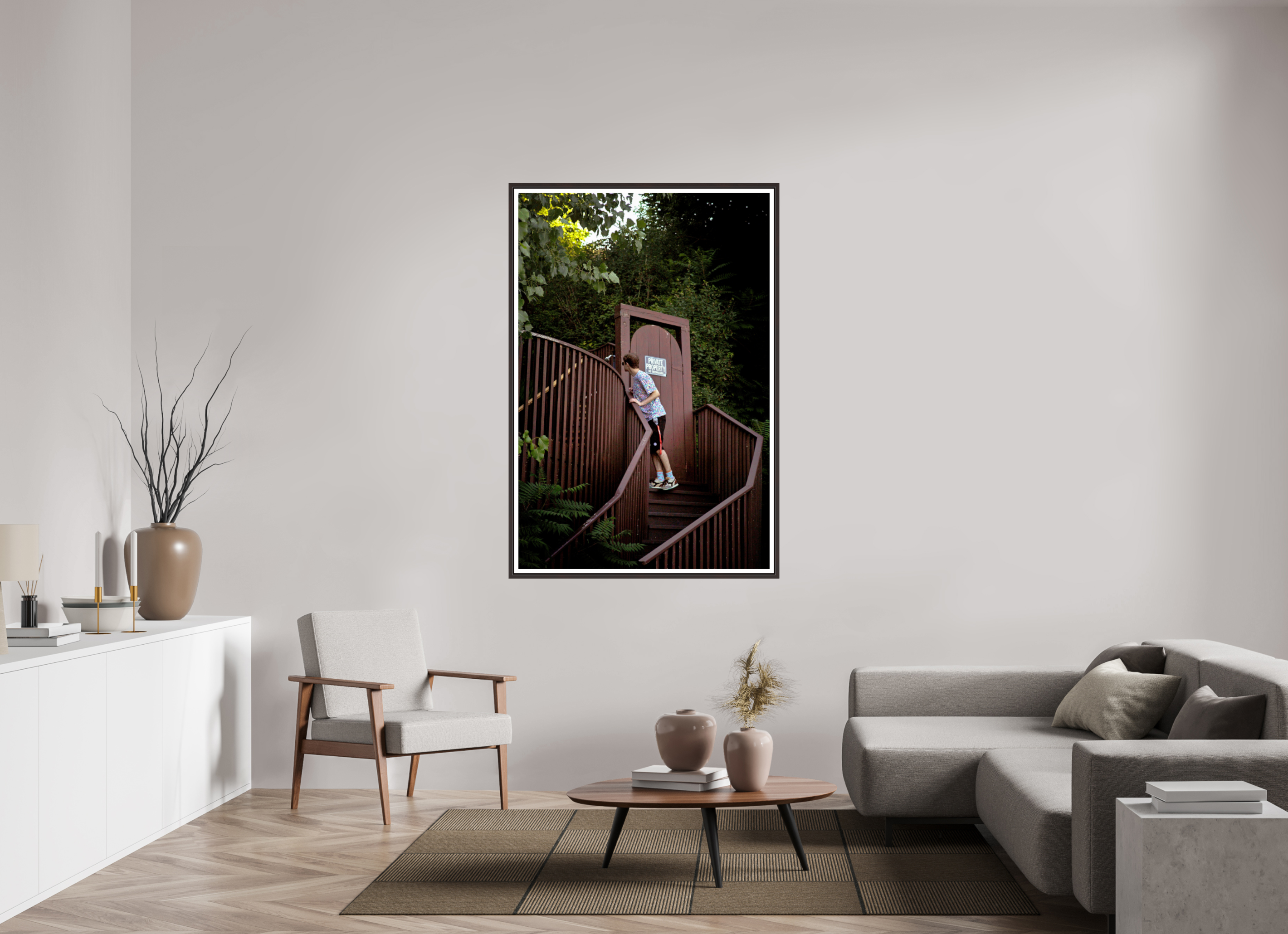 40 x 60″, Floater Frame (Alder Brown) Private Property