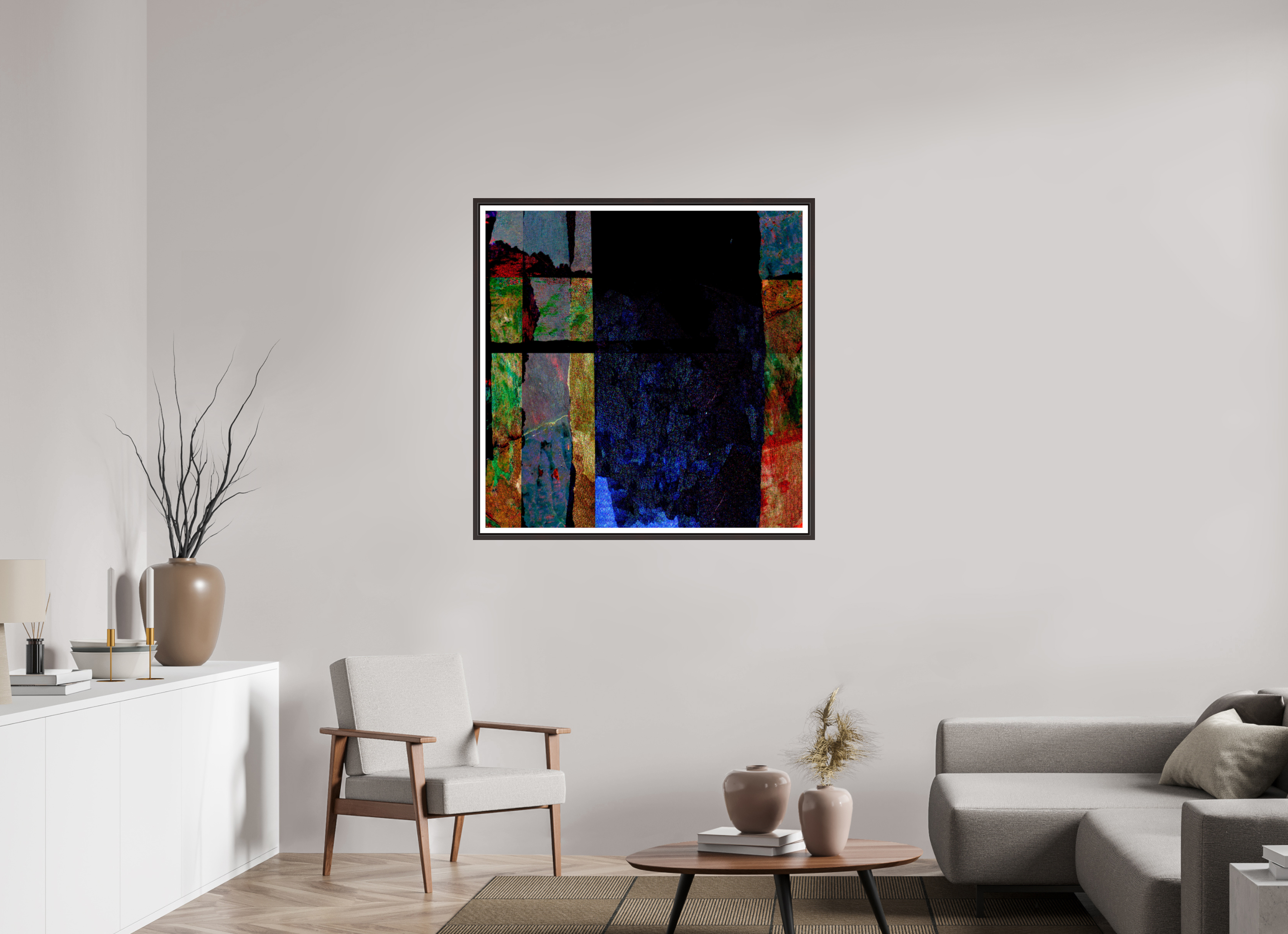 40 x 40″, Floater Frame (Alder Brown) Earth