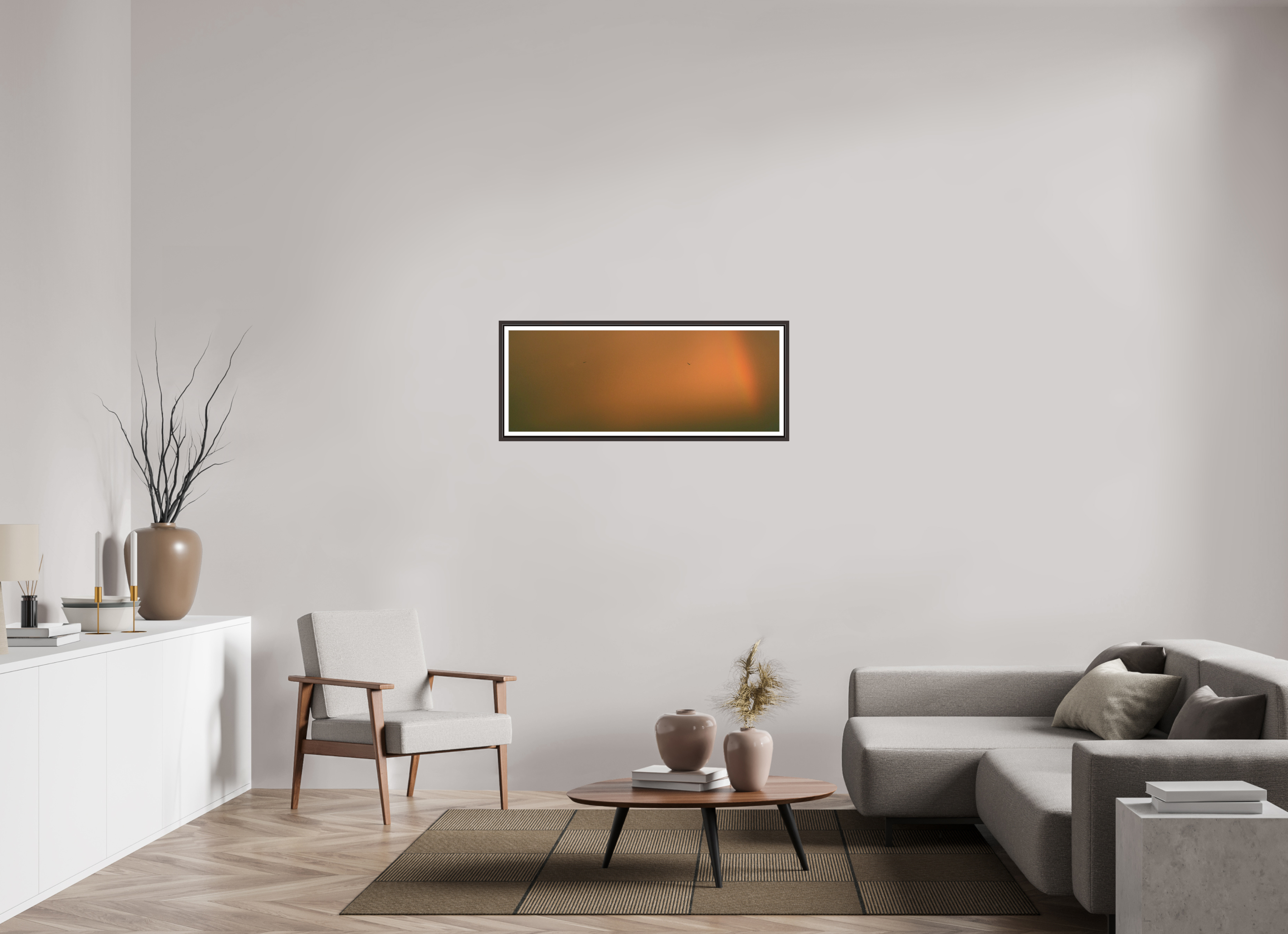 43.1 x 16″, Floater Frame (Alder Brown) Rainbow