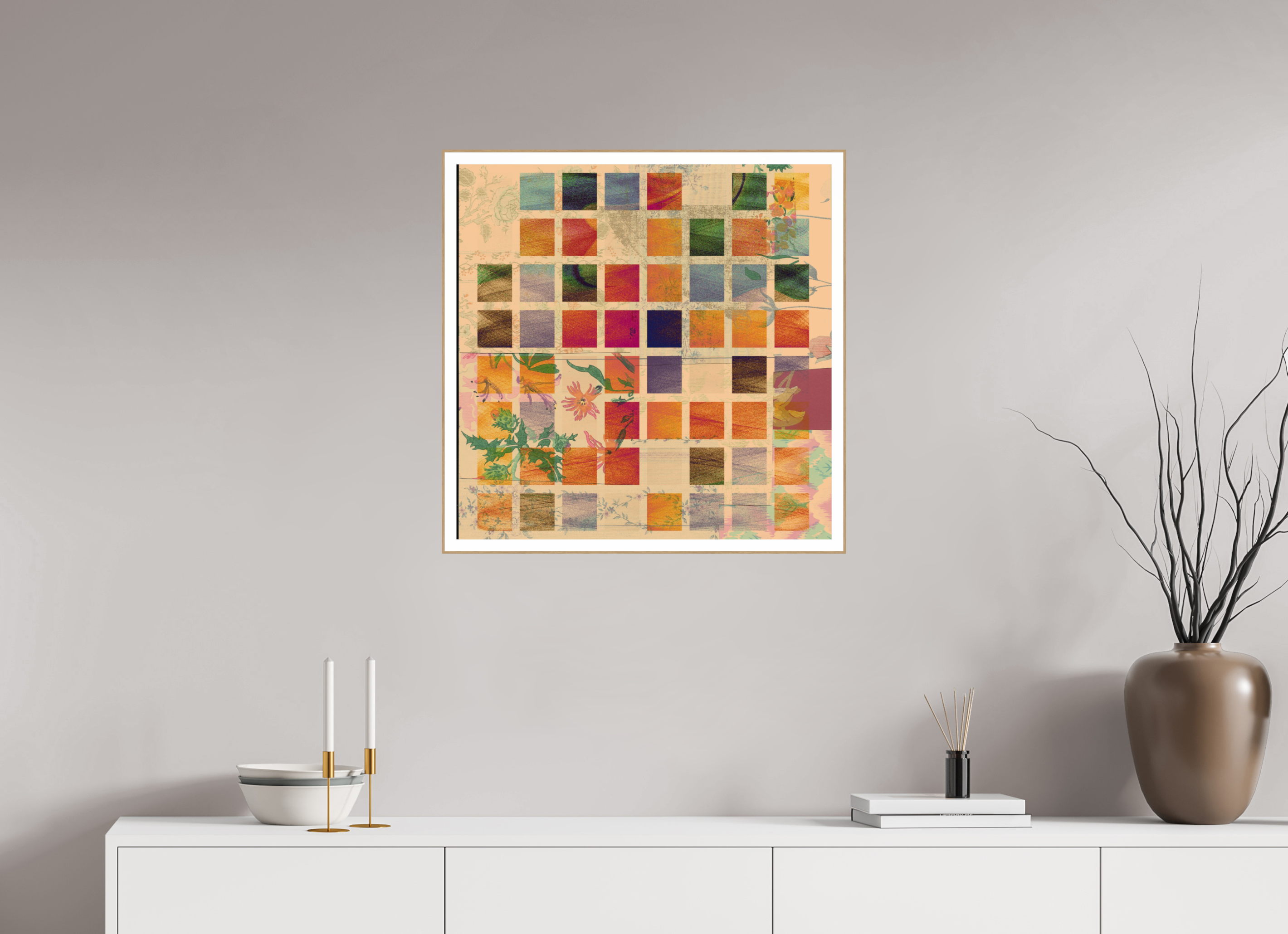 25 x 25″, Solid Wood ArtBox (Oak) Earth Tones