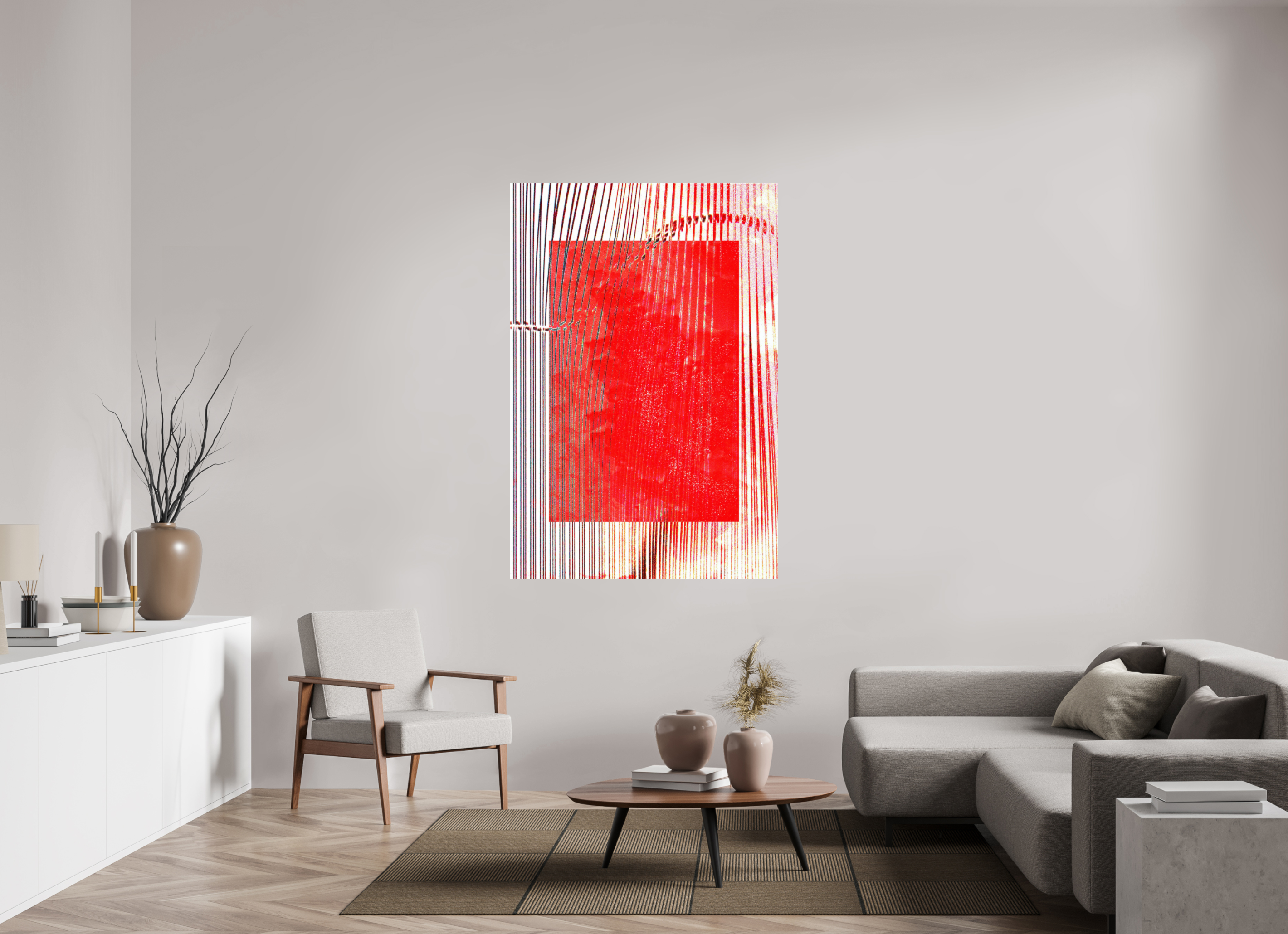 43 x 63.6″, Photo Print Under Acrylic Glass Red Waves