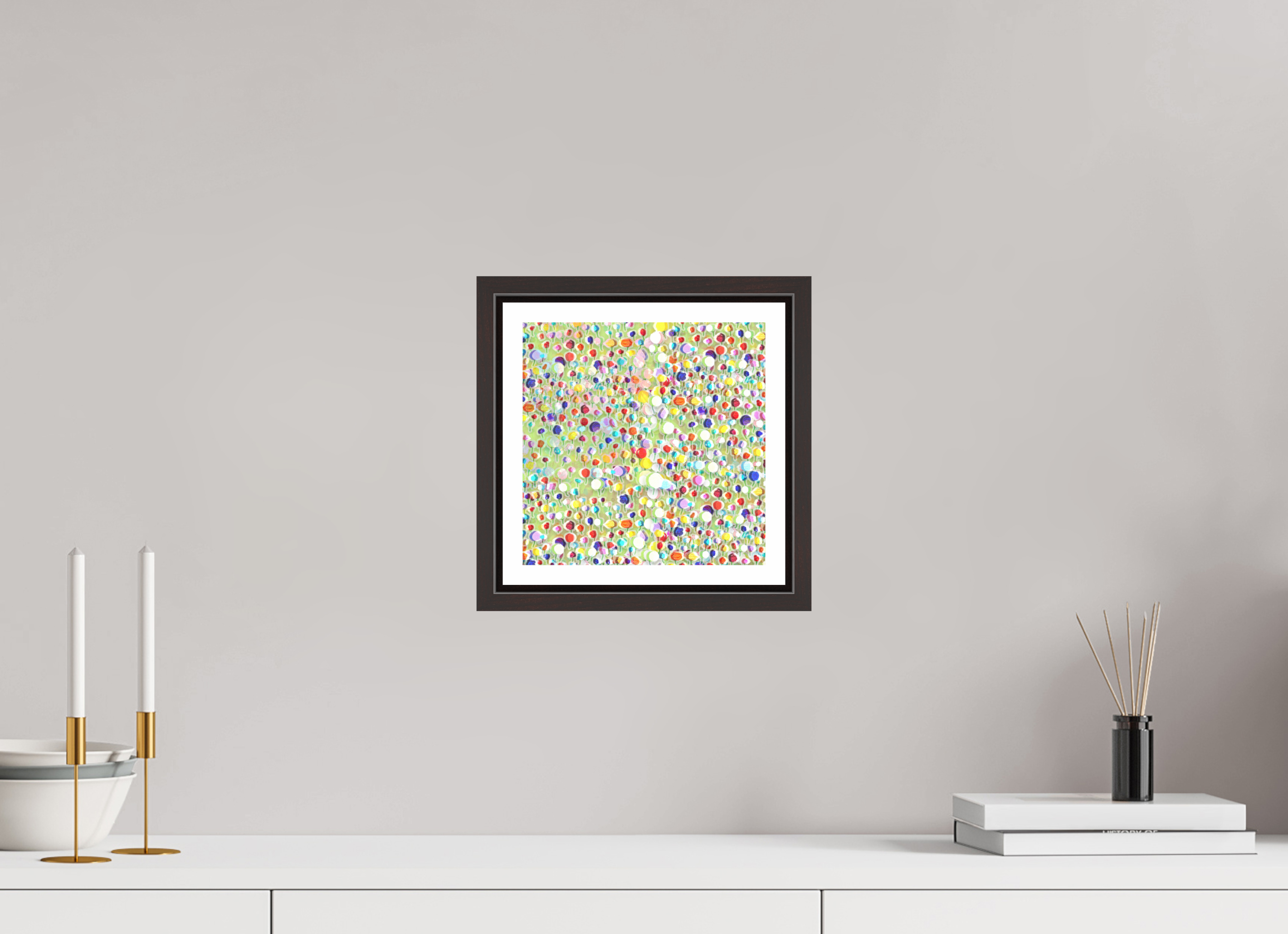 8 x 8″, Floater Frame (Alder Brown) tulips